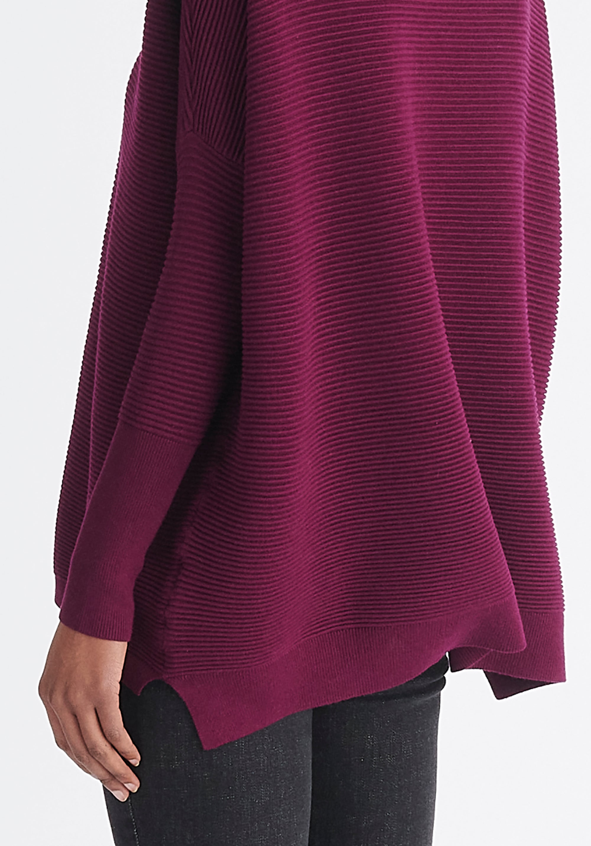  Paisie Ribbed Oversized Knit Jumper in Purple Close Up