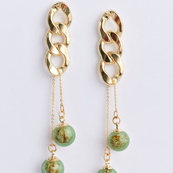 Double sphere chain earrings