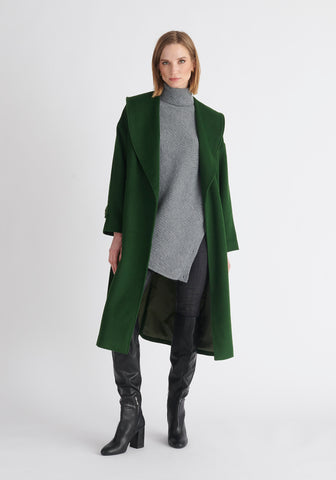 Belted Wool Blend Coat in Mint Green, Coats