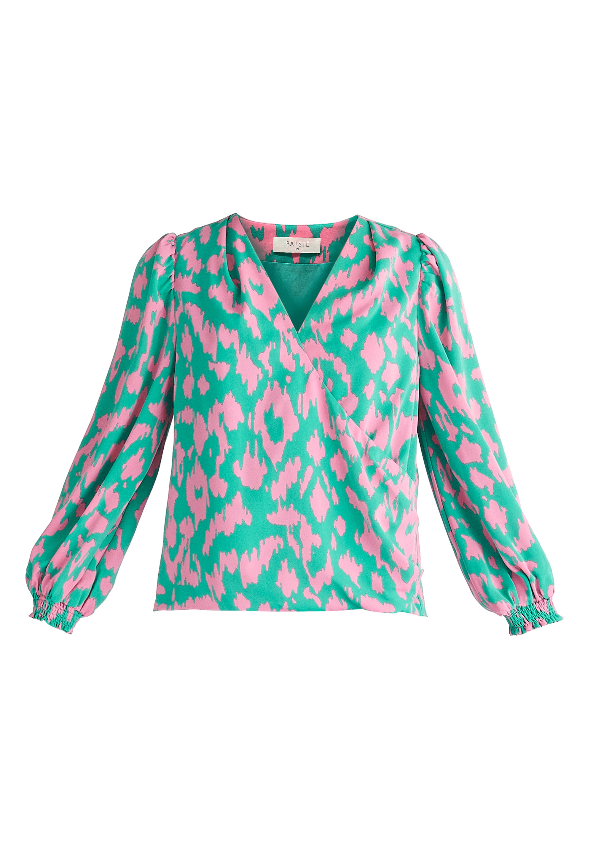 Animal Print Wrap Blouse