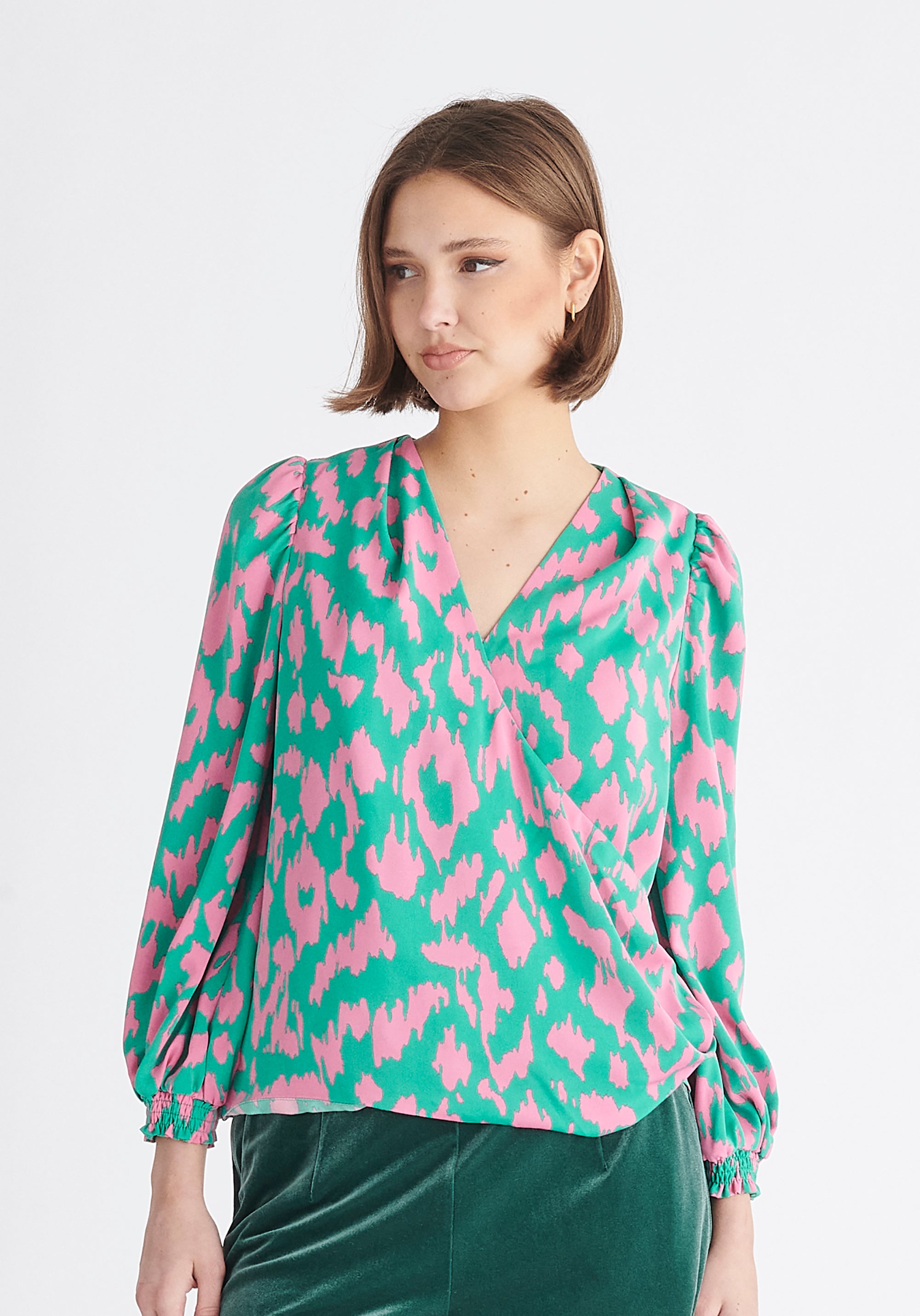 Paisie Multicolour Animal Print Wrap Blouse