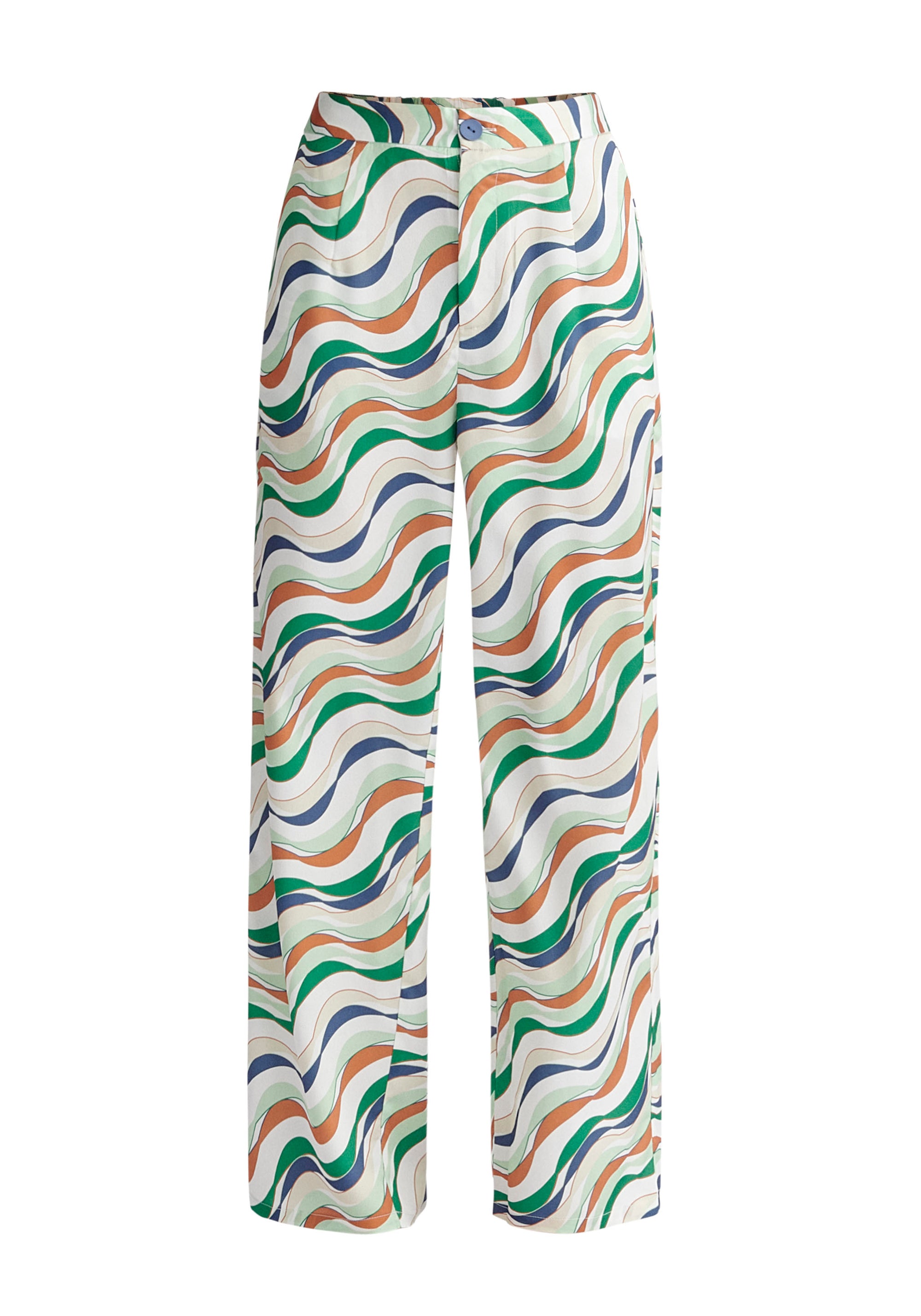 Paisie Wave Print Trousers in Green Cut Out