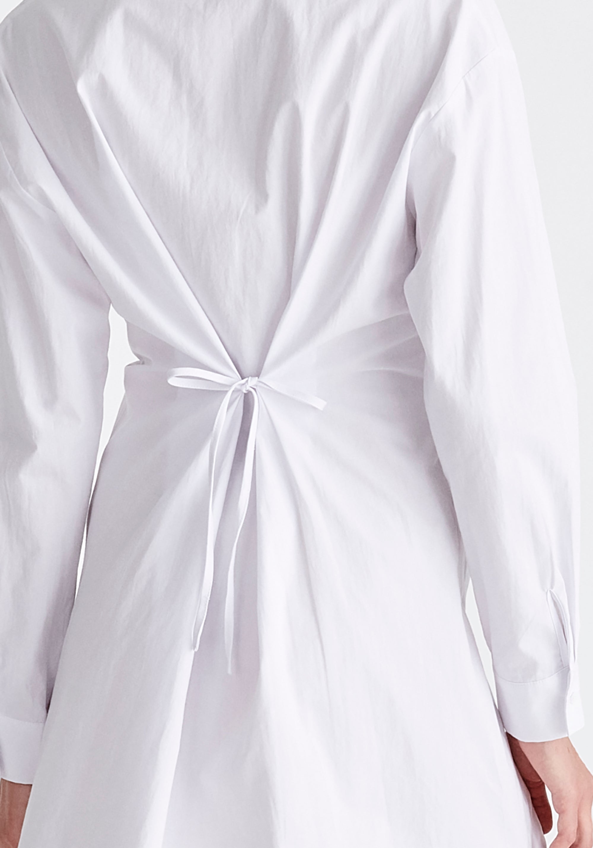 Twist Detail Shirt Dress in White Close Up