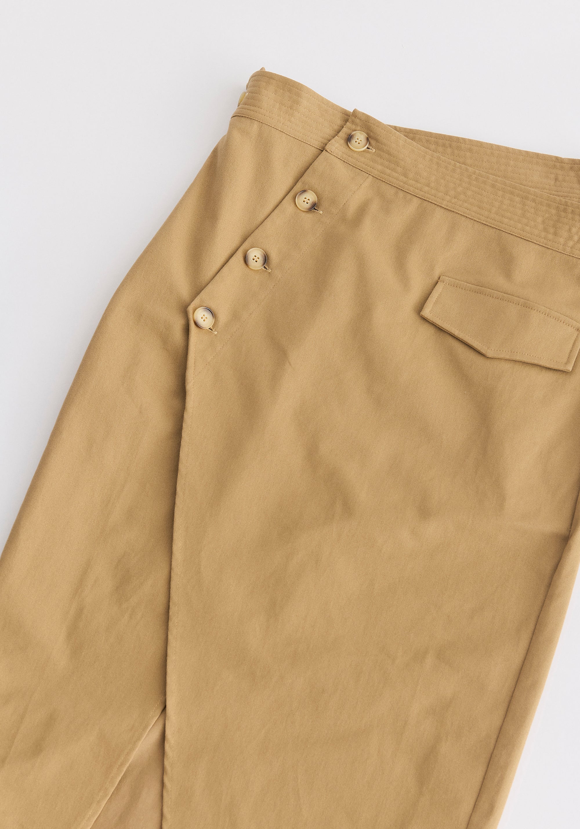 Asymmetric Midi Skirt with Button Details Close Up