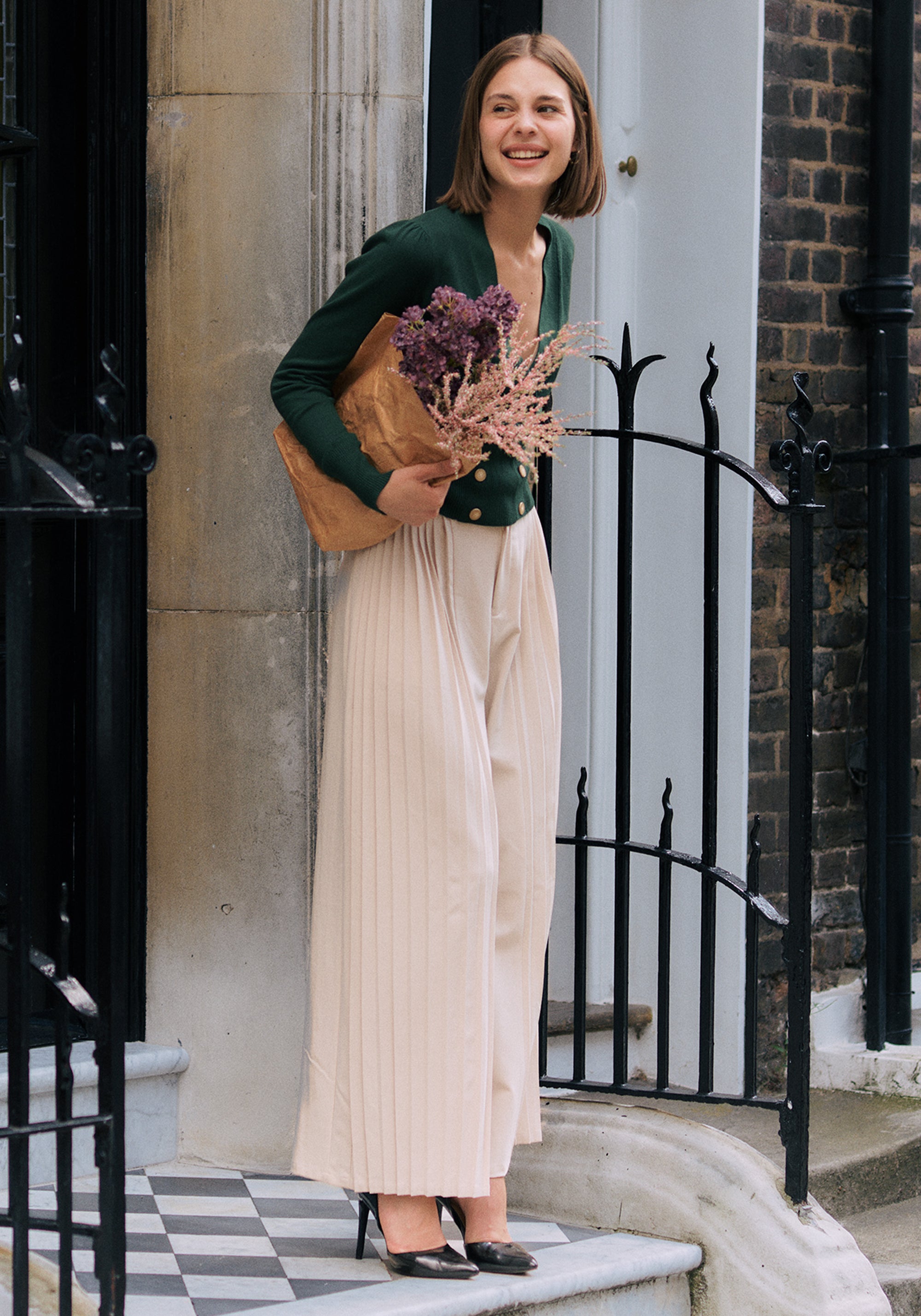 Pleated Wide Leg Trousers