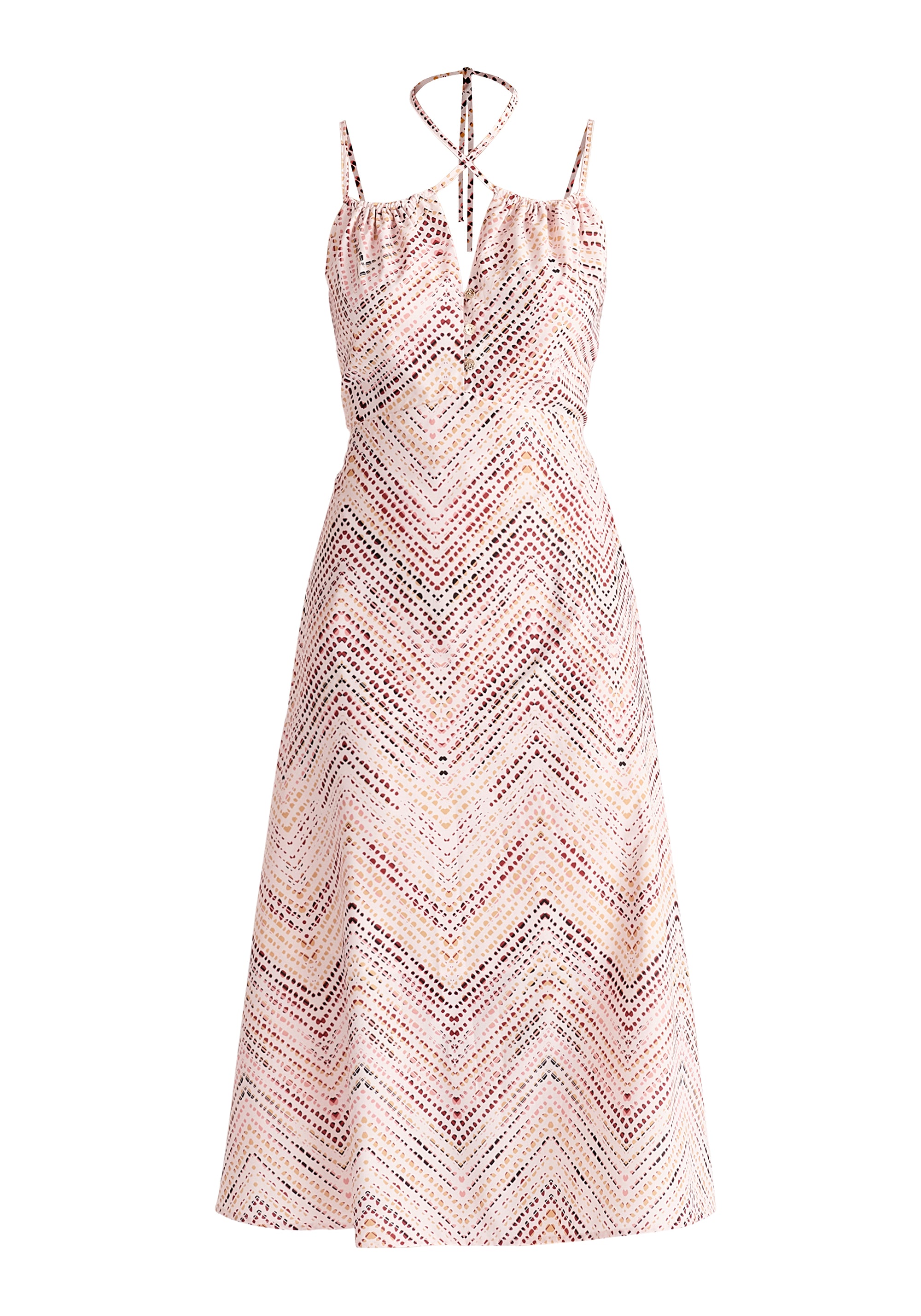 Cross Strap Dress In Pink, Red, Black and Cream Cut Out