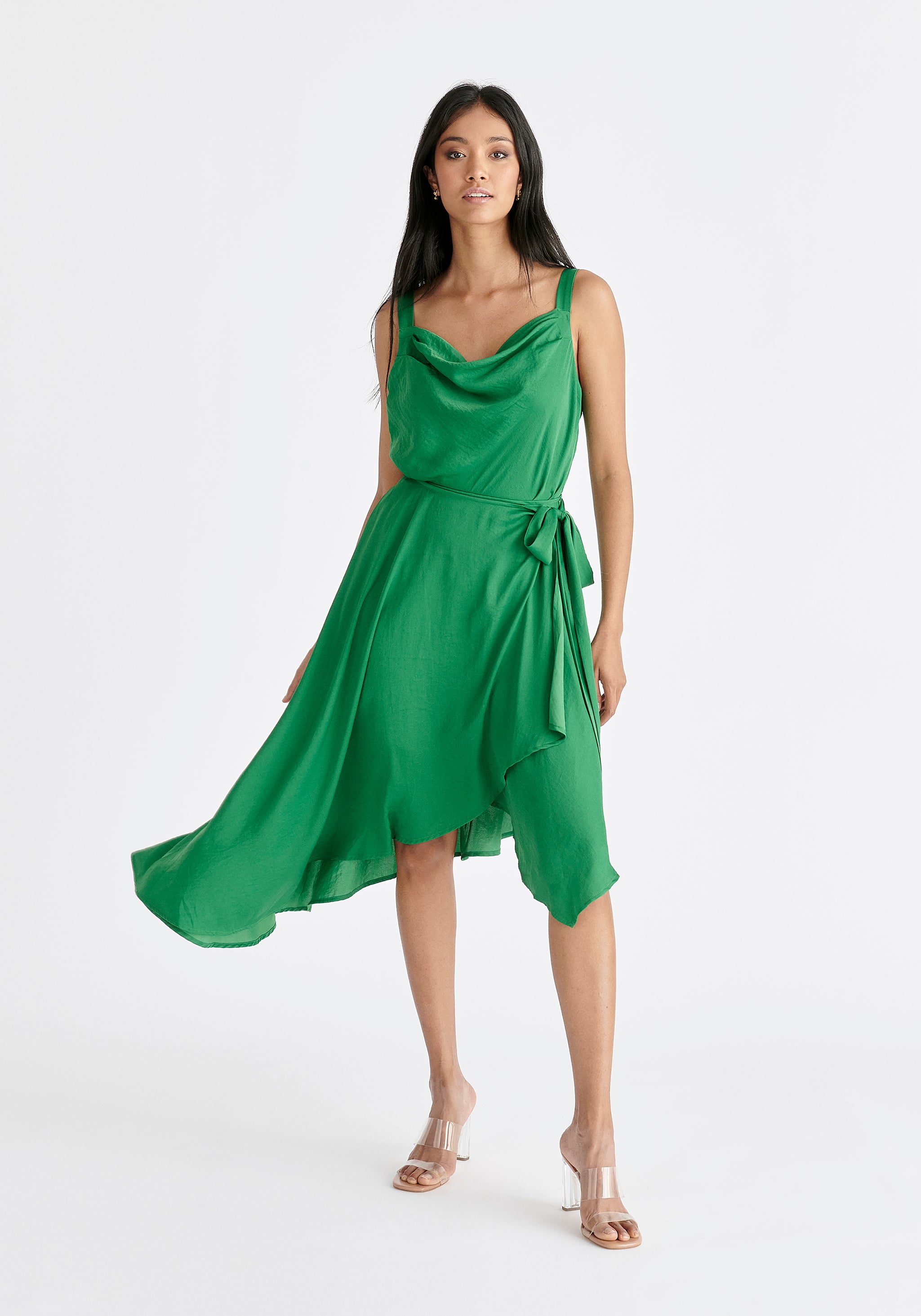 Cowl Neck Dress in Green | Dresses  Paisie