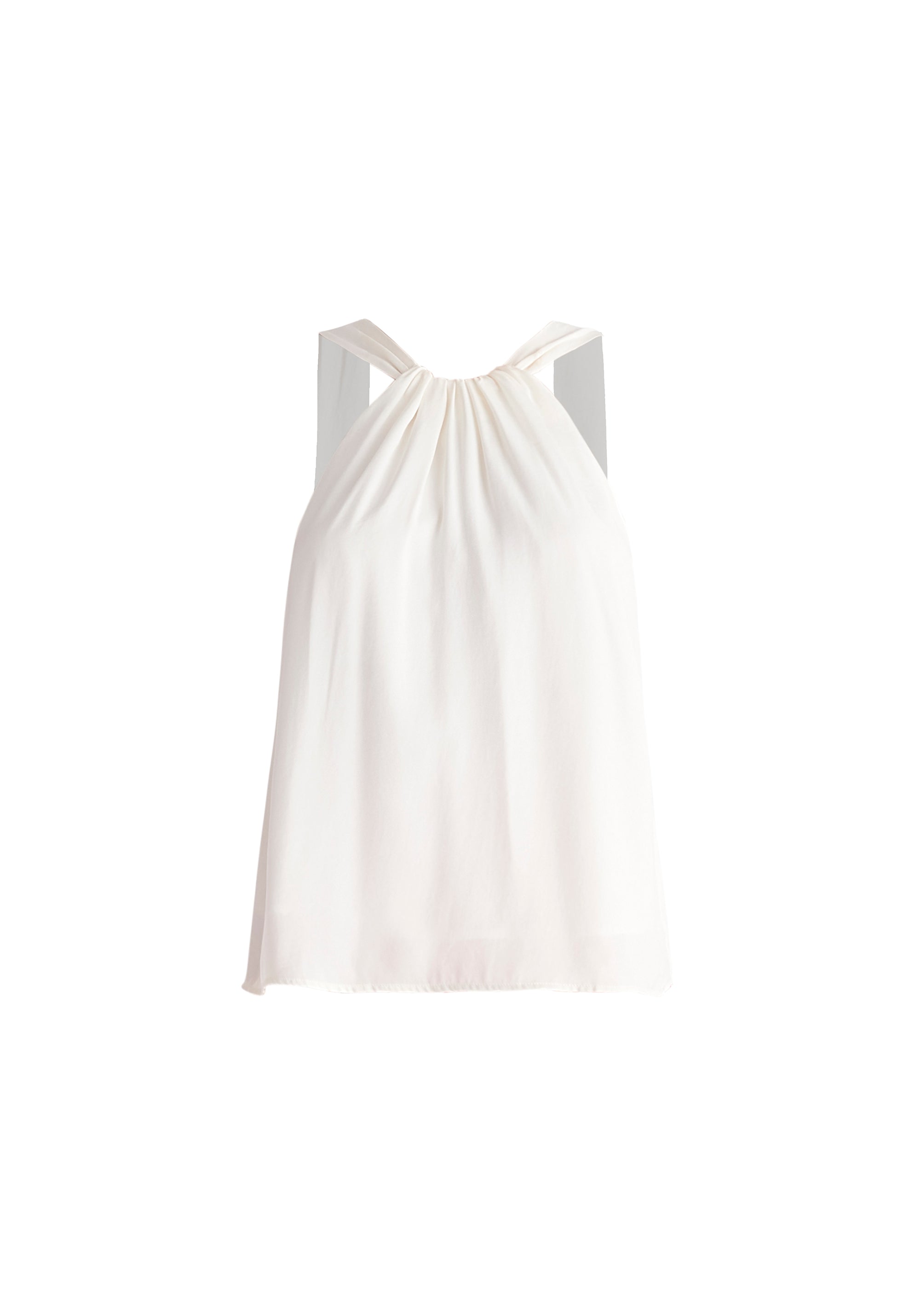 Belted Halterneck Blouse in White Cut Out