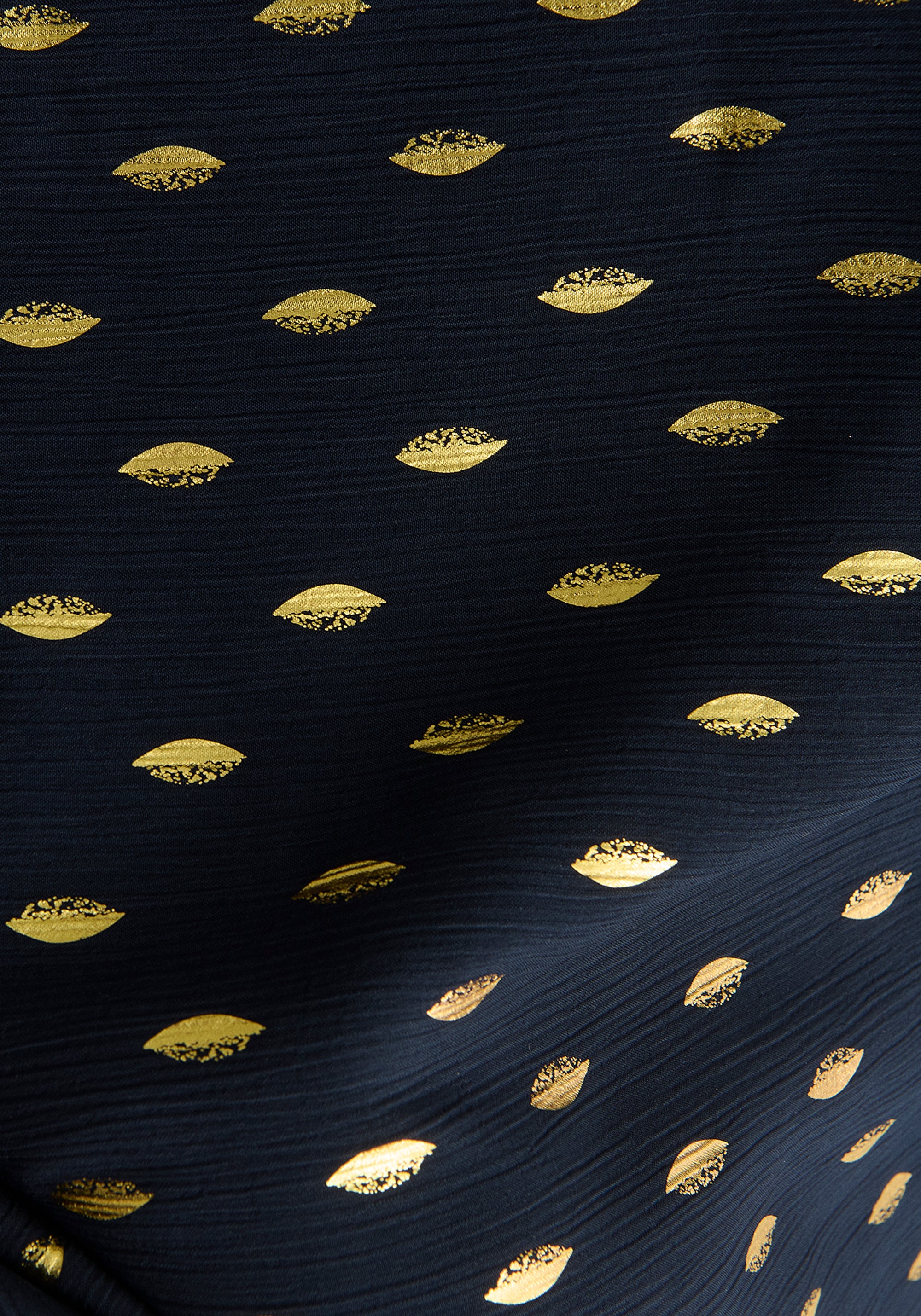 Gold Foil Print Boat Neck Top