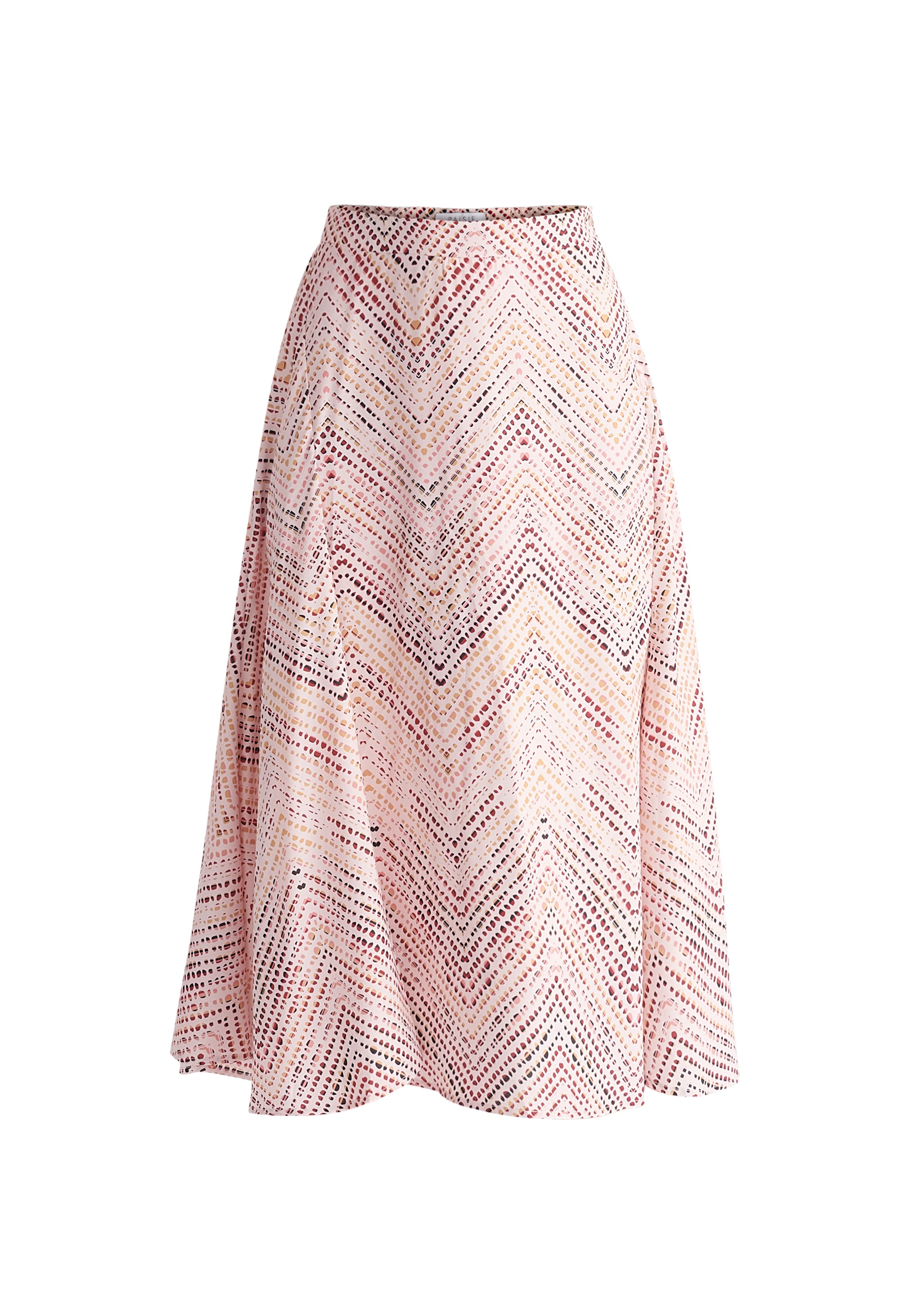 Asymmetric Hem Skirt in Pink, Red, Black and Cream Cut Out