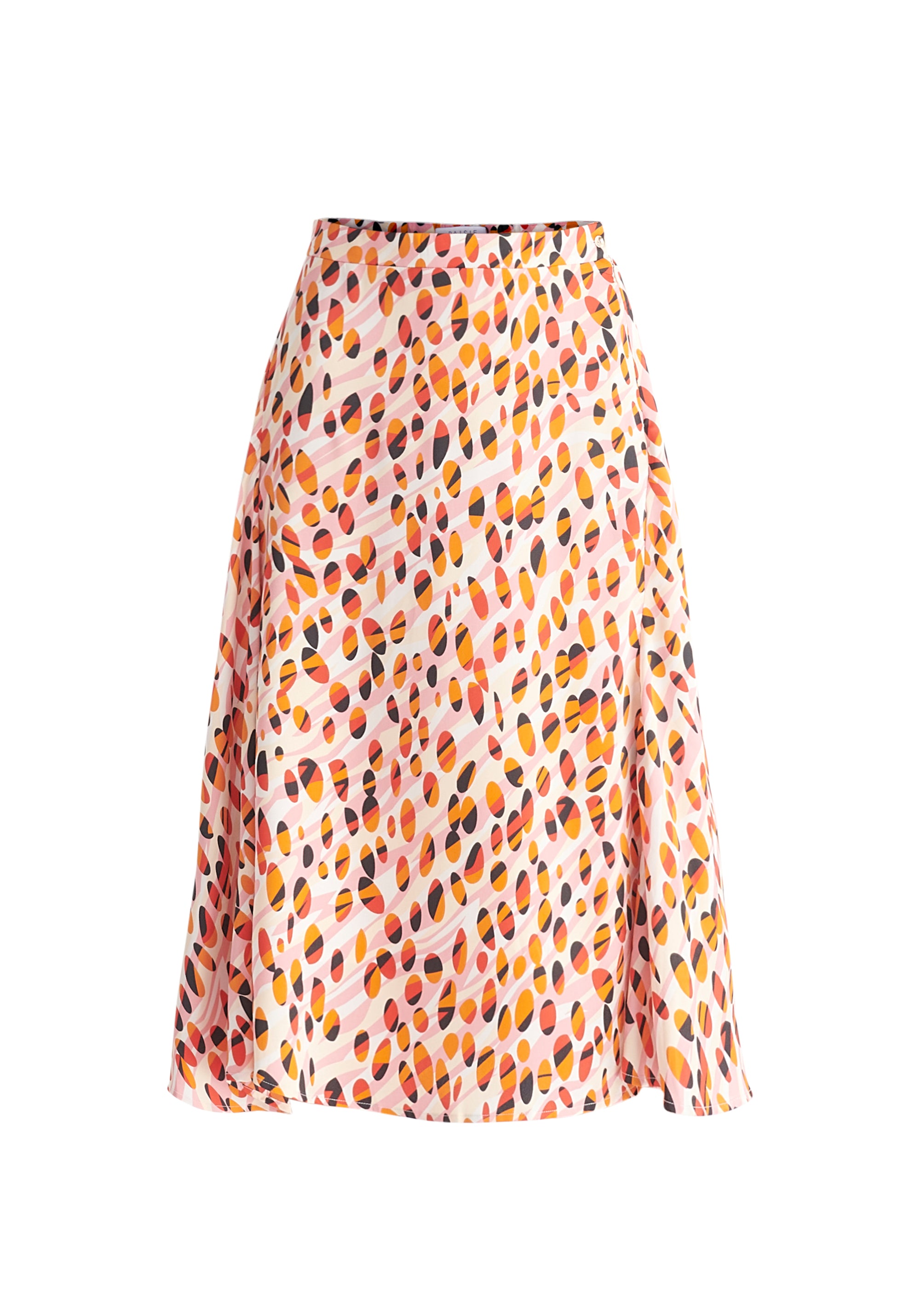 Asymmetric Hem Skirt in Pink, Orange, Red and Black Cut Out