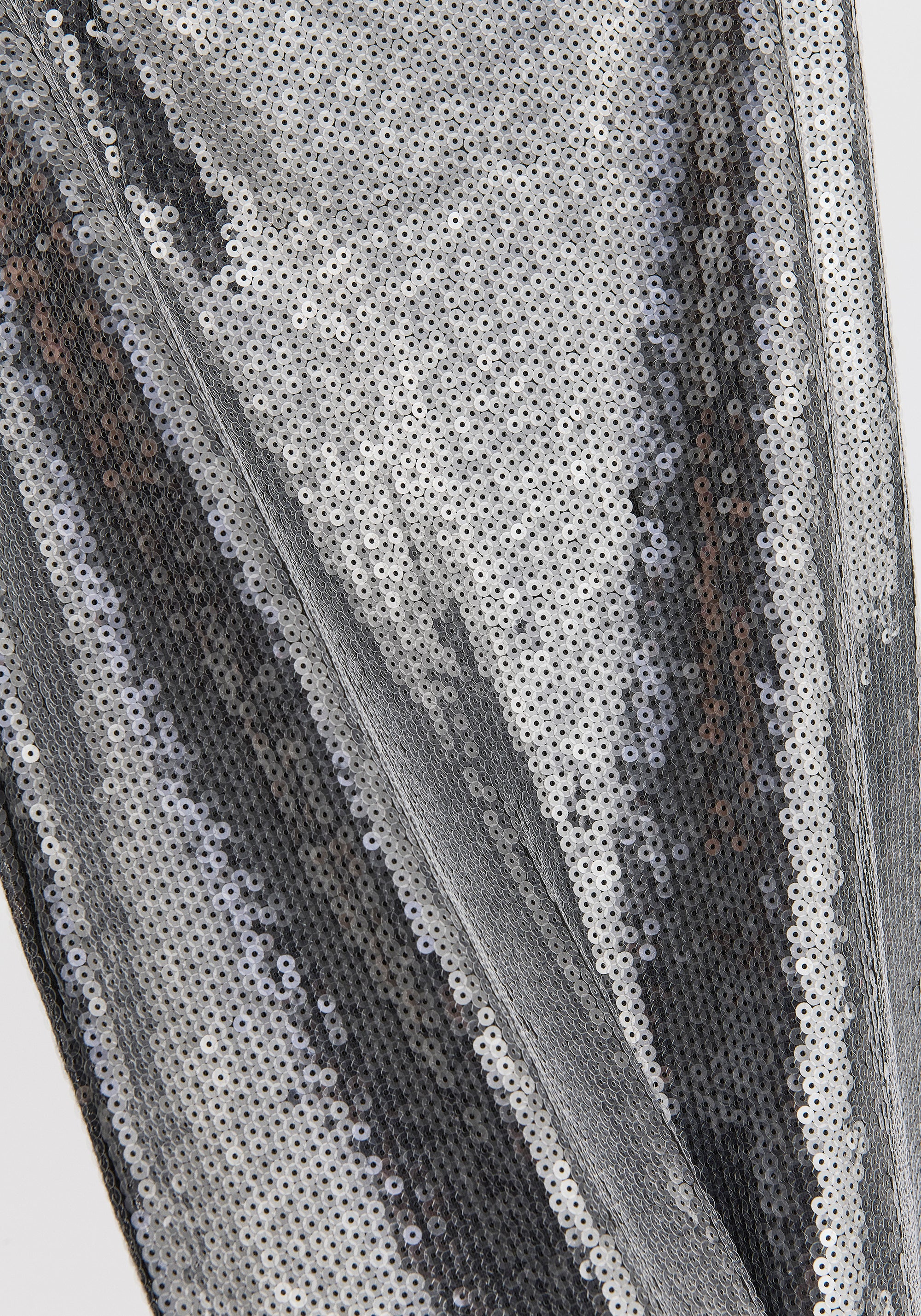 Sequin Mini Skirt with Slit in Black Close Up