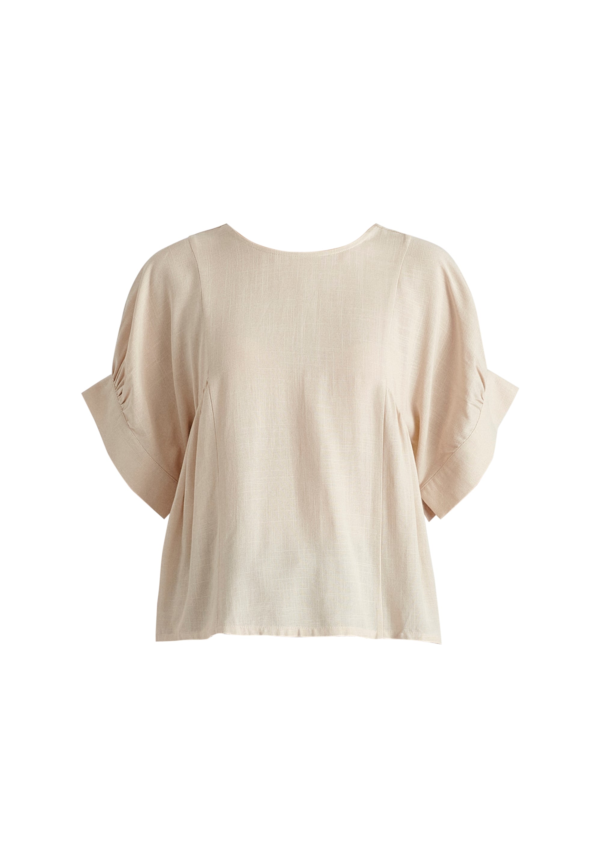 Relaxed Fit Top with Back Bow Detail in Oatmeal Cutout
