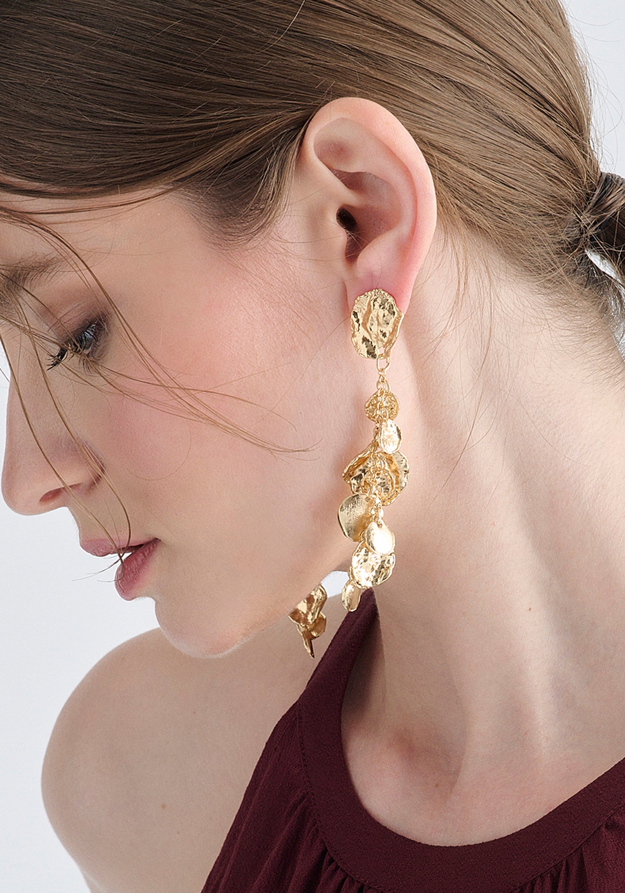 Gold Long Drop Earrings