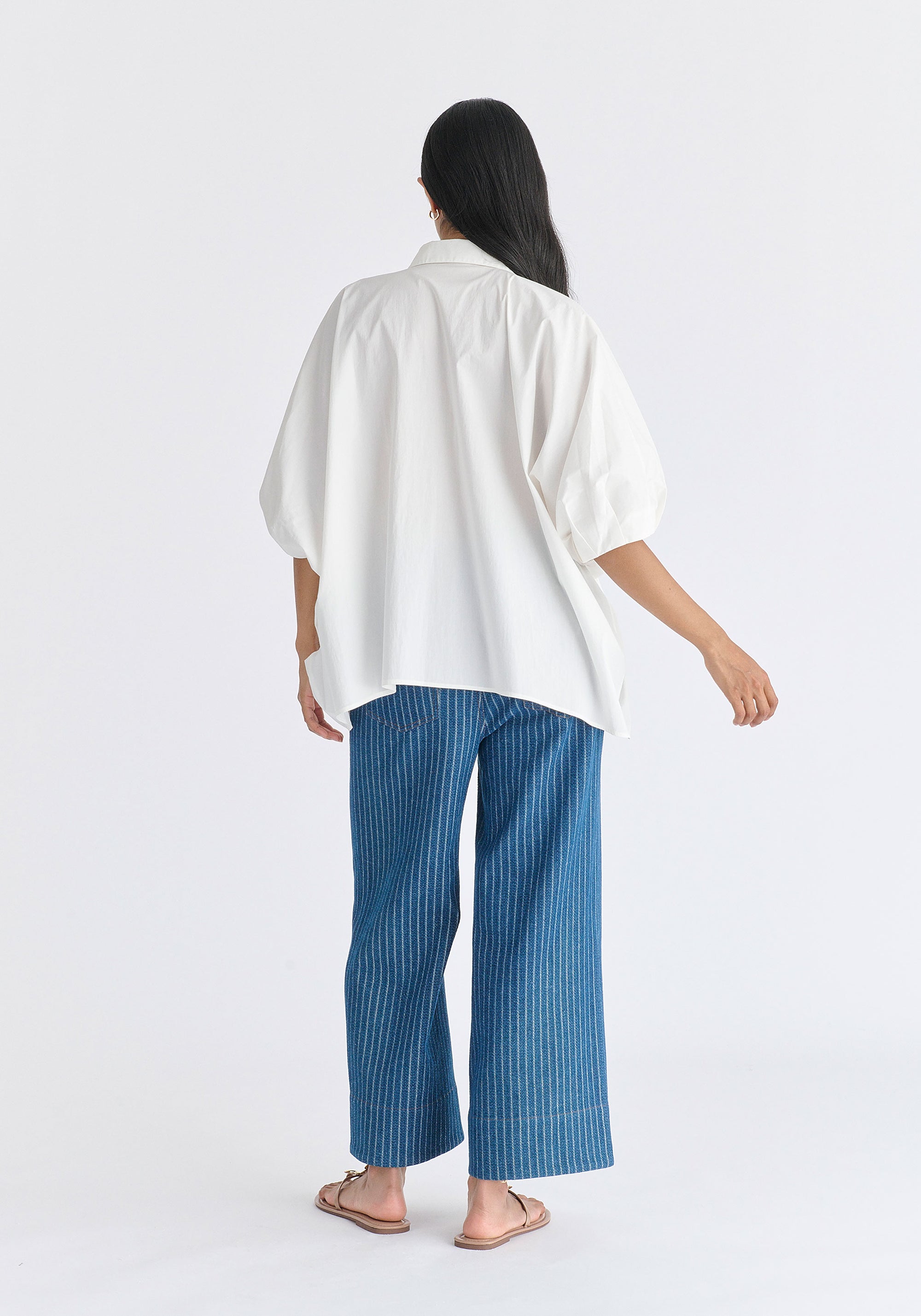 Metallic Button Details Oversized Blouse