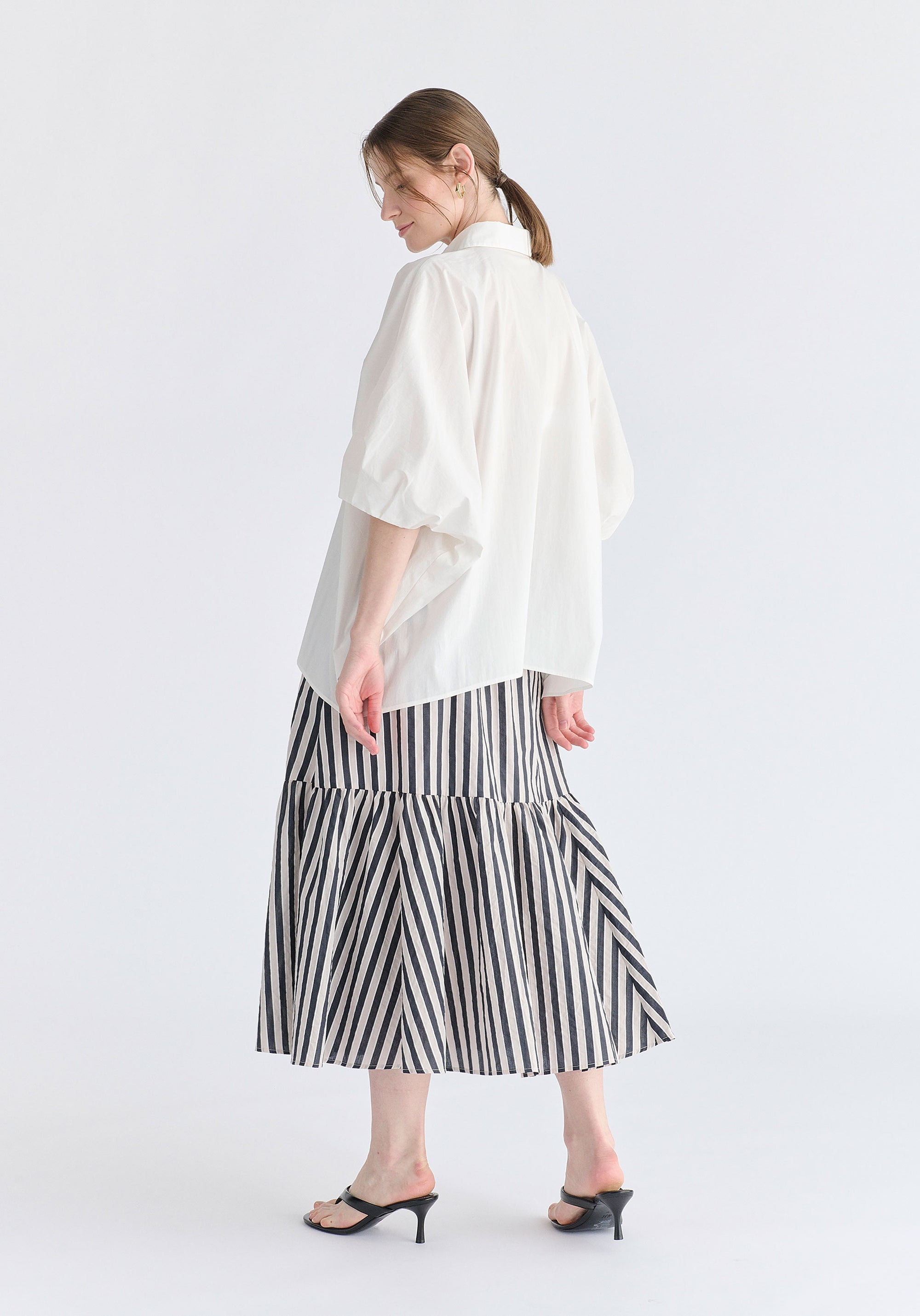 Metallic Button Details Oversized Blouse