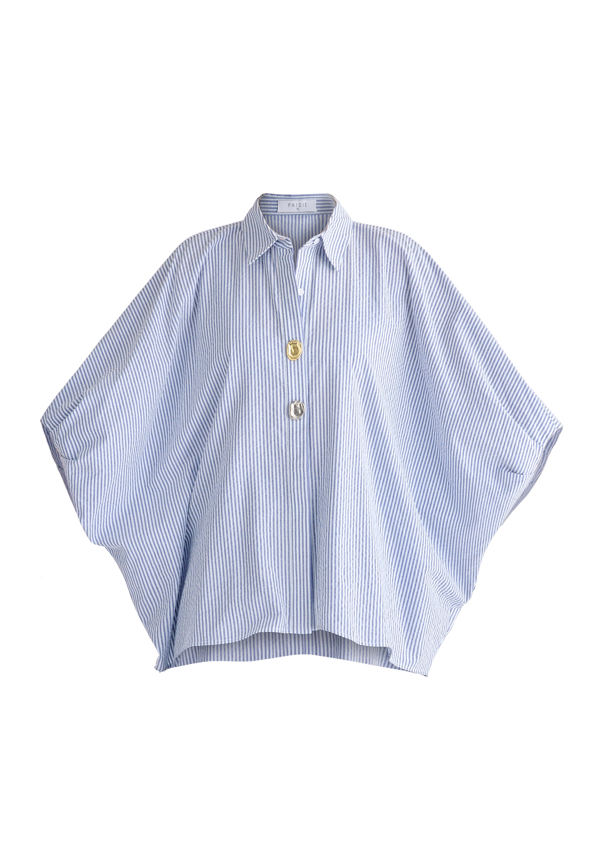 Metallic Button Details Oversized Blouse