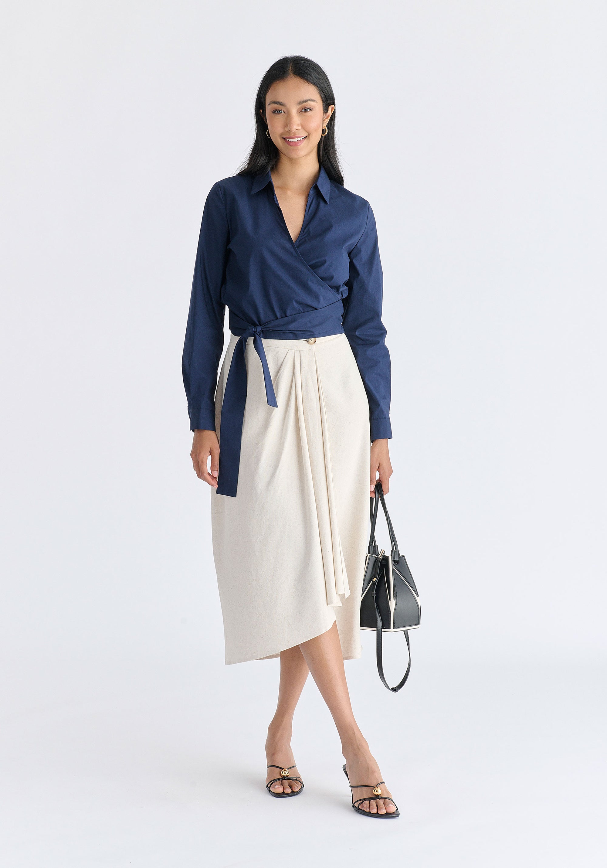Side Tie Wrap Blouse