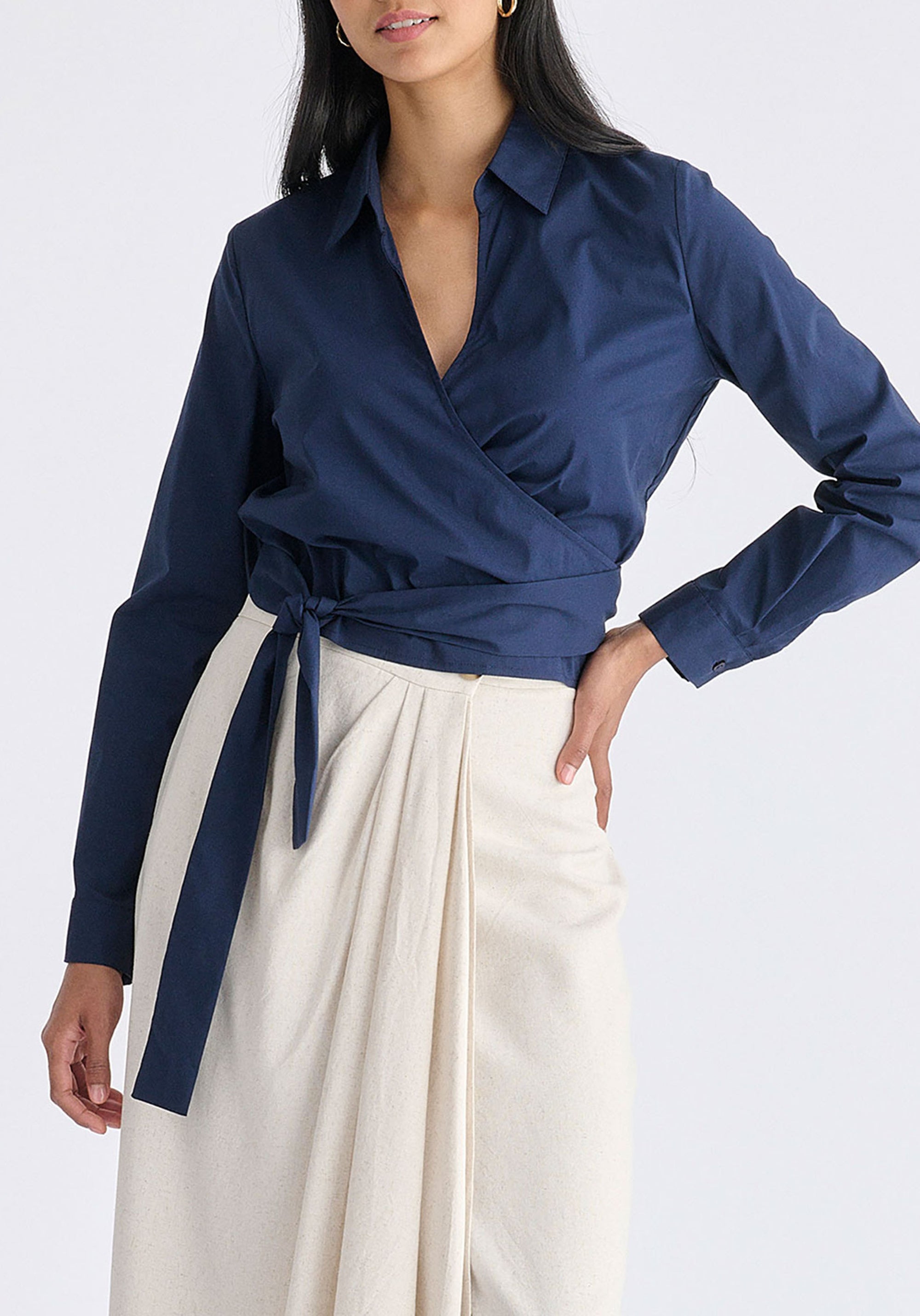 Side Tie Wrap Blouse