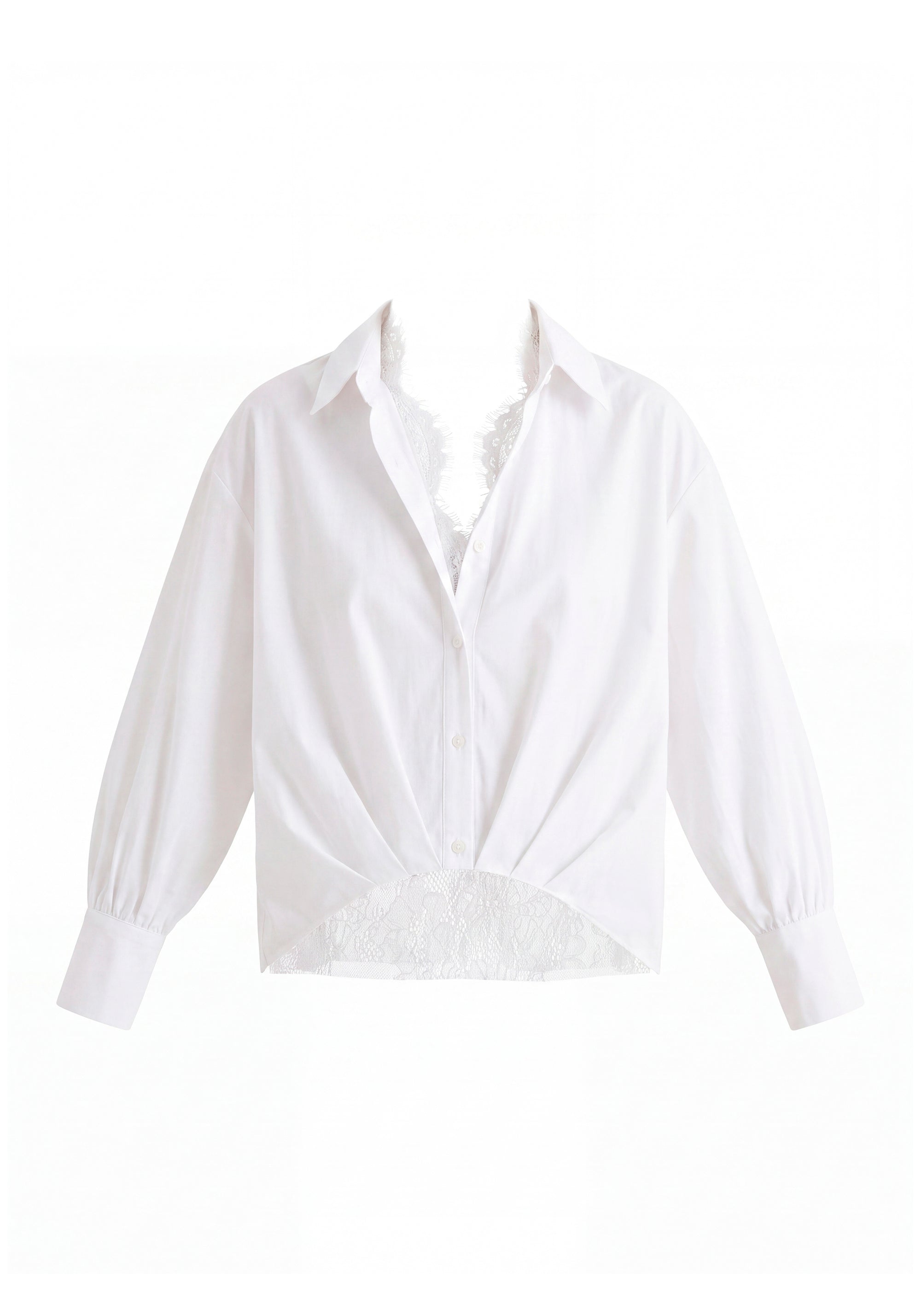 2-Piece Pleated Waist Shirt Set with Lace Cami Underlay