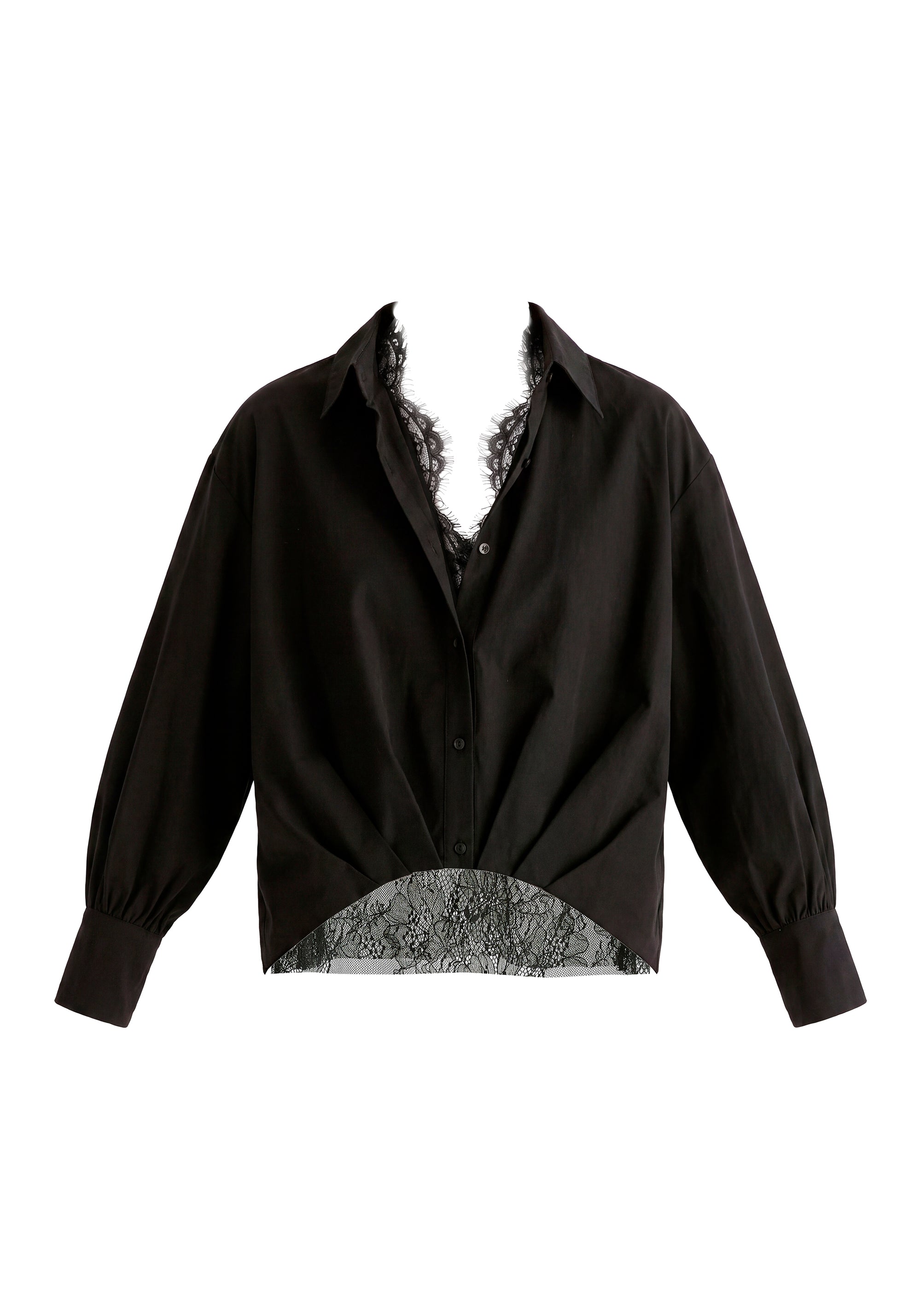 2-Piece Pleated Waist Shirt Set with Lace Cami Underlay