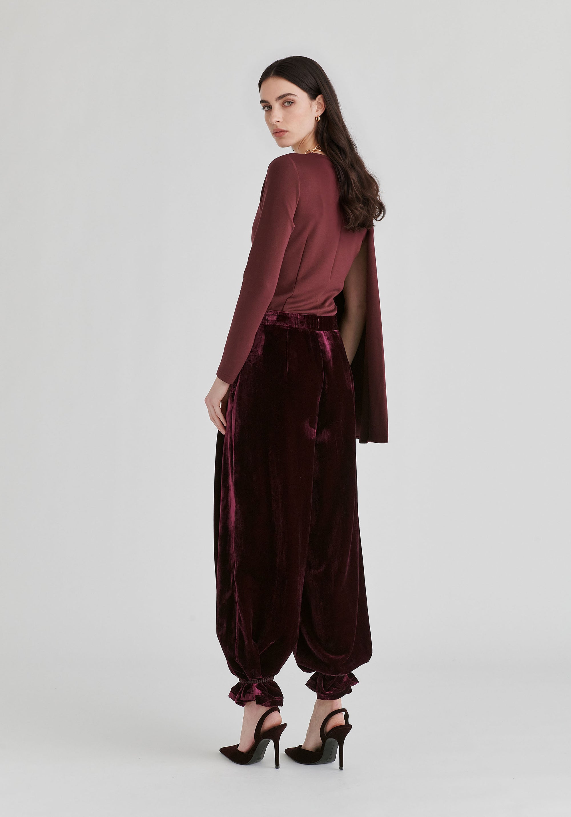 Asymmetrical Cape Sleeve Lyocell Jersey Top