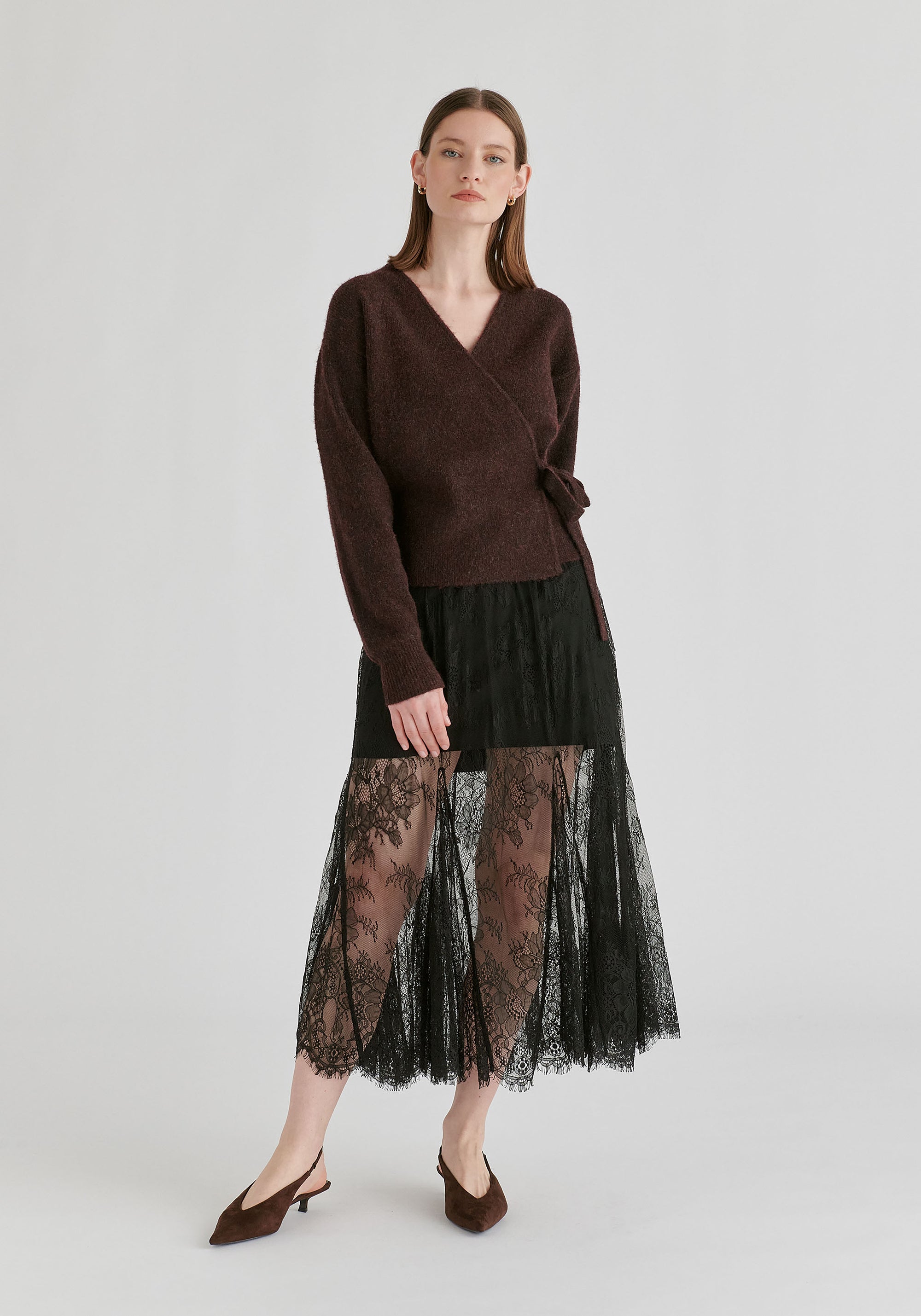 2-Piece Lace Skirt with Godet Paneling