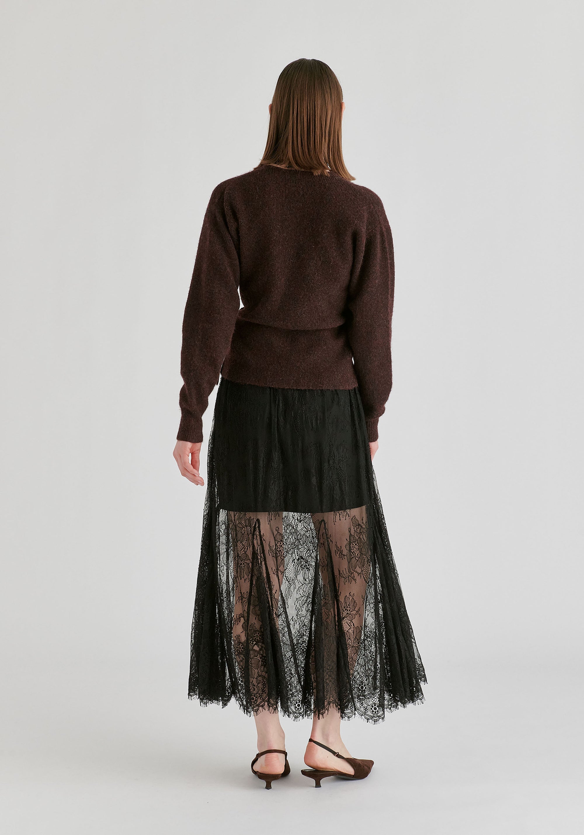2-Piece Lace Skirt with Godet Paneling