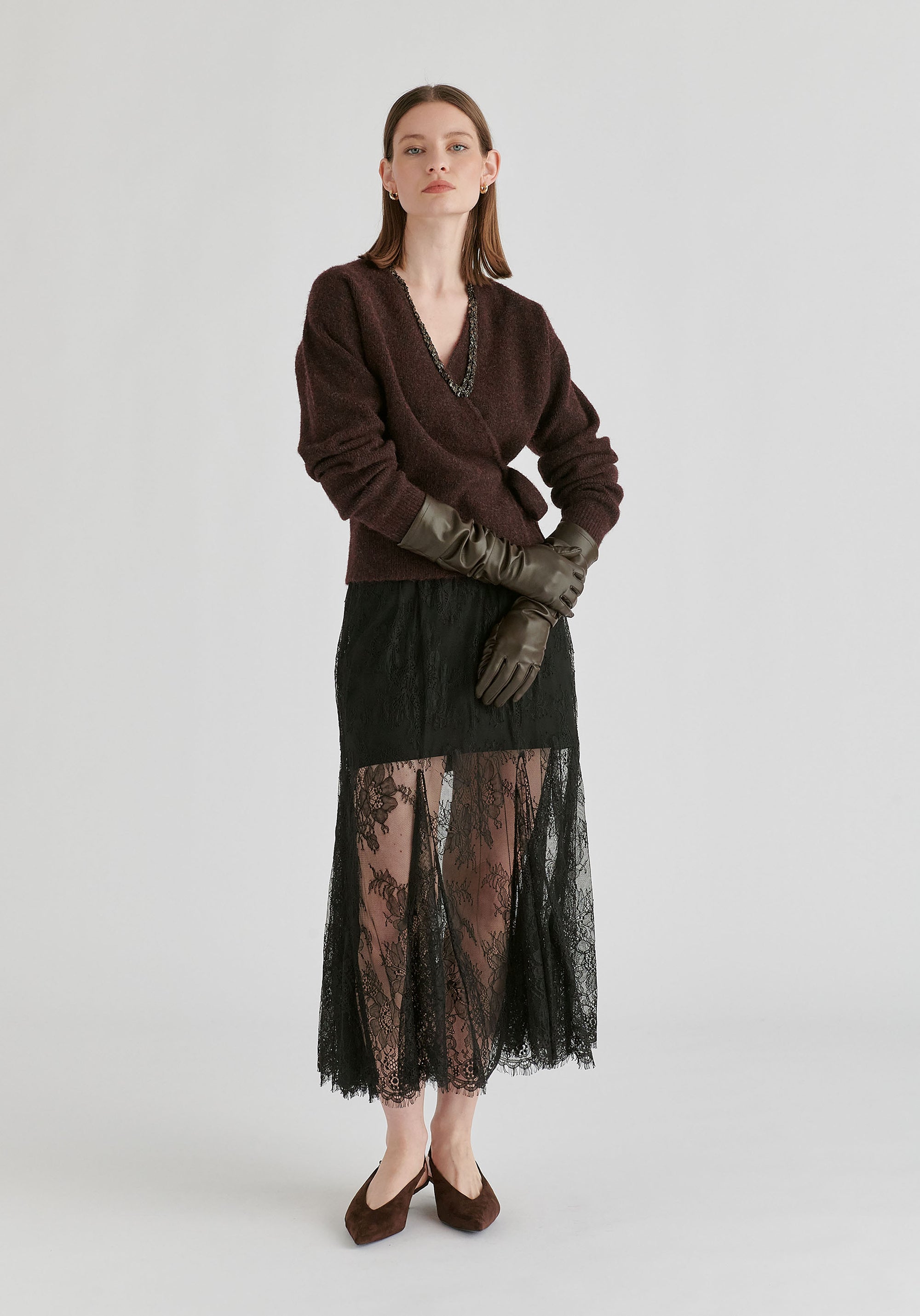 2-Piece Lace Skirt with Godet Paneling
