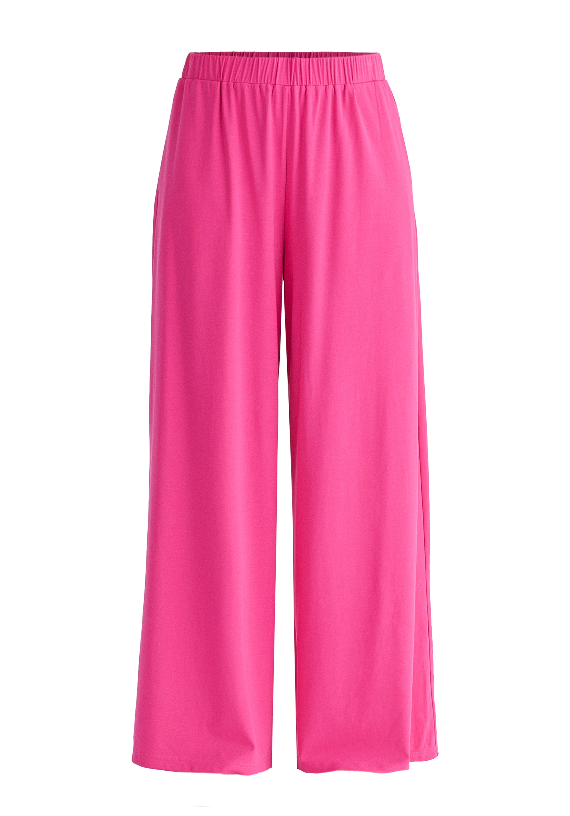 Wide Leg Lyocell Jersey Trousers in Hot Pink Cutout