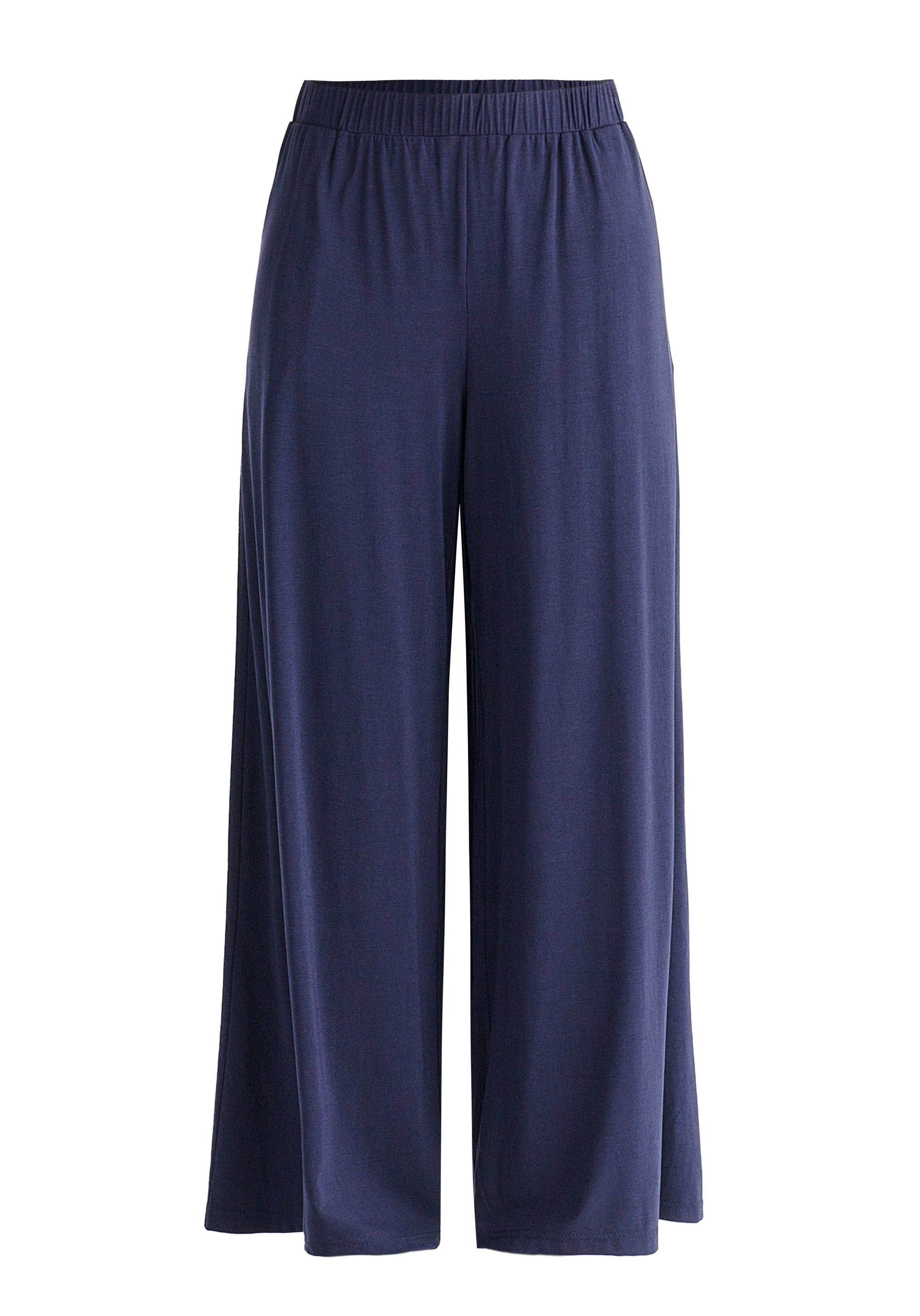 Wide Leg Lyocell Jersey Trousers in Navy Cutout