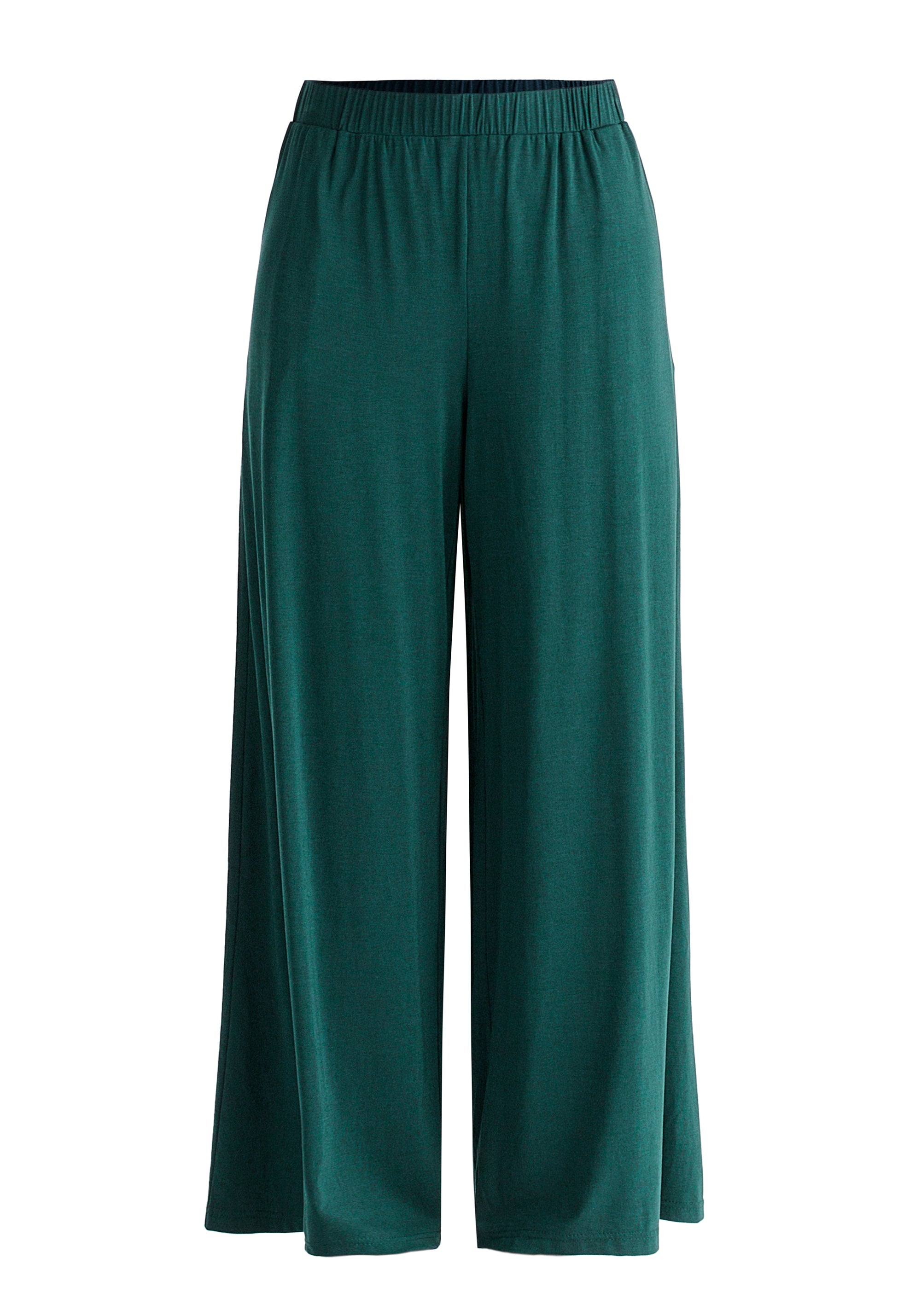 Wide Leg Lyocell Jersey Trousers in Green Cutout