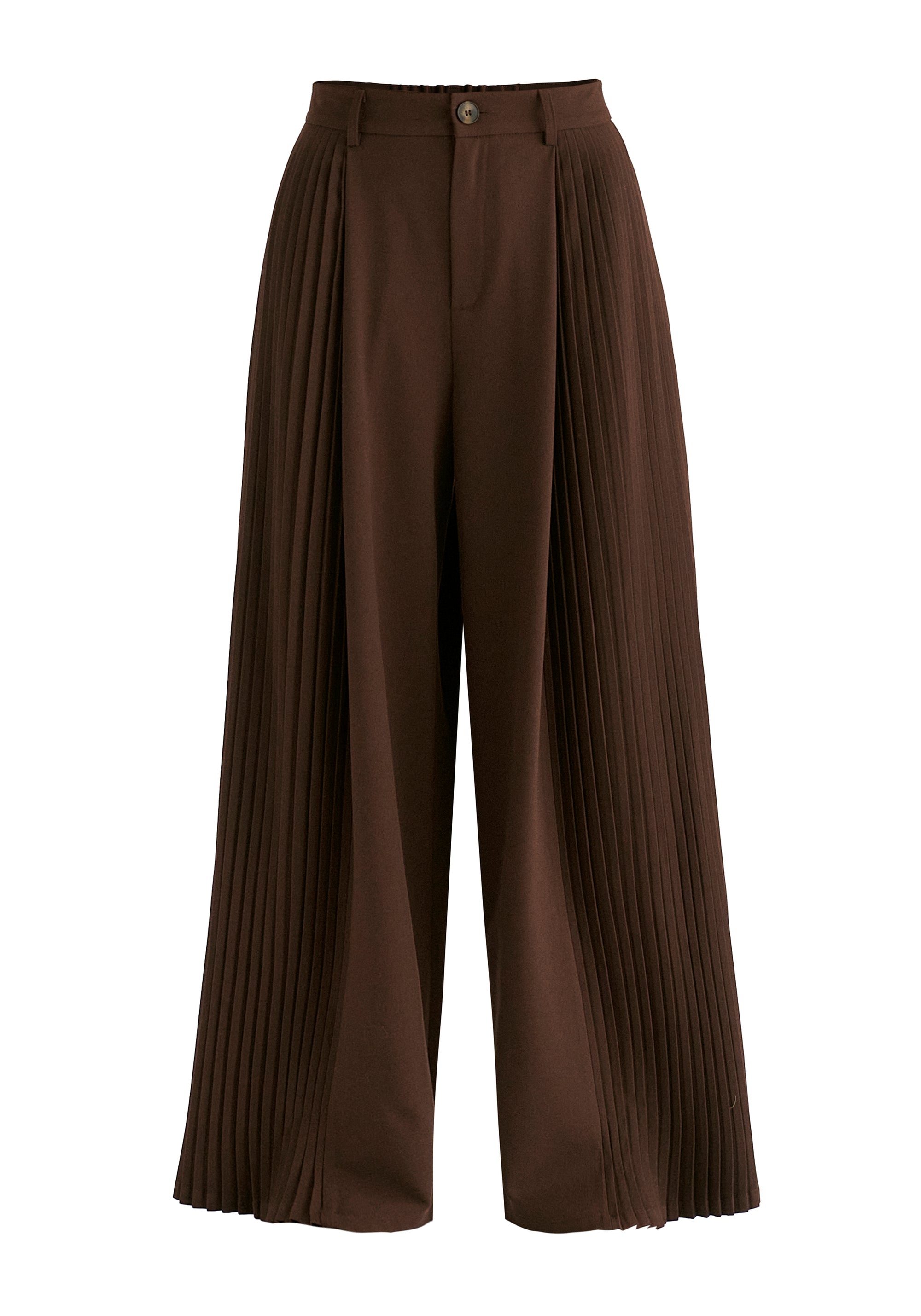 High Waisted Wide Leg Tailored Trousers with Pleated Side Panels