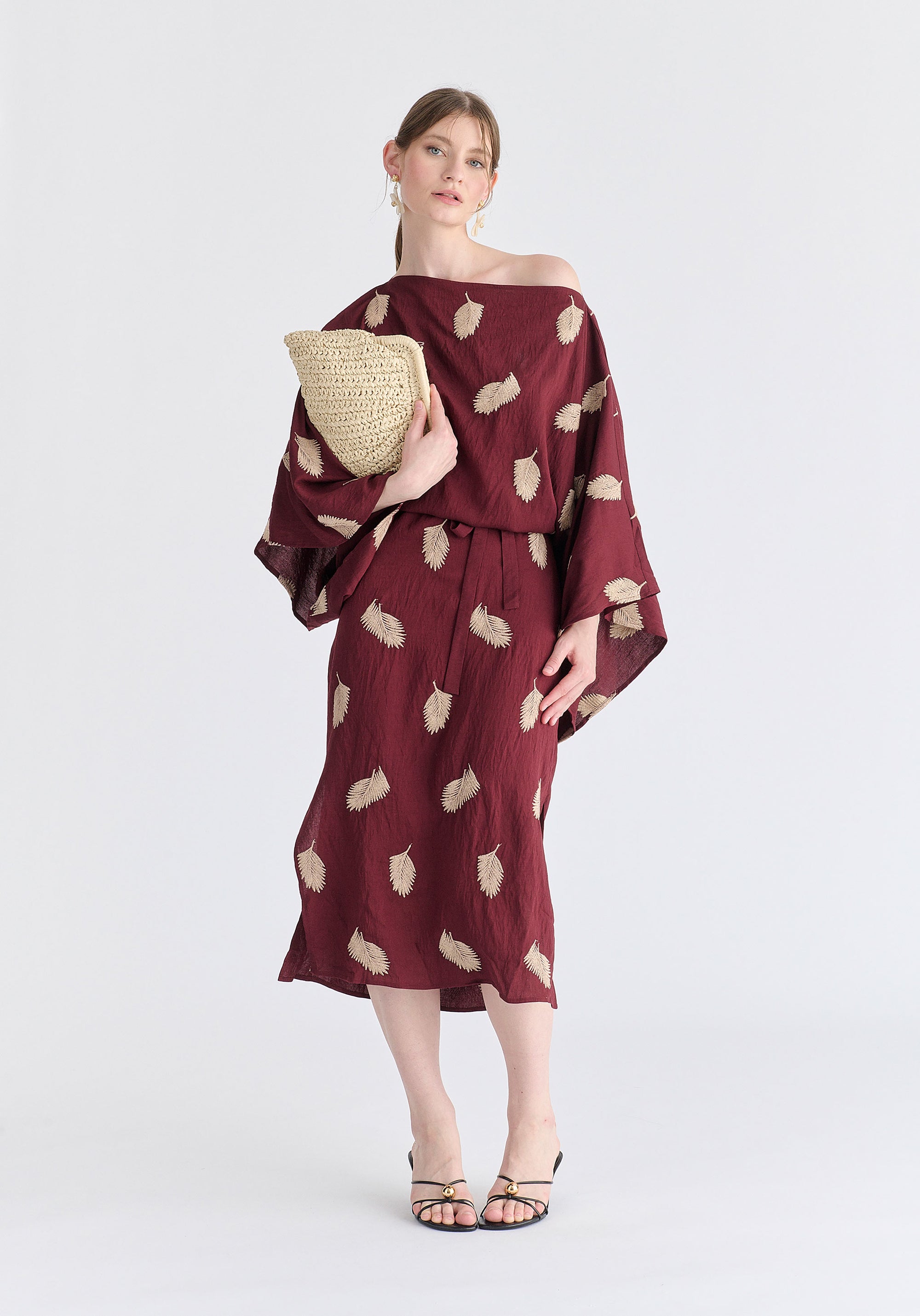 knee length dresses for ladies Kimono Midi Dress in Dark Khaki