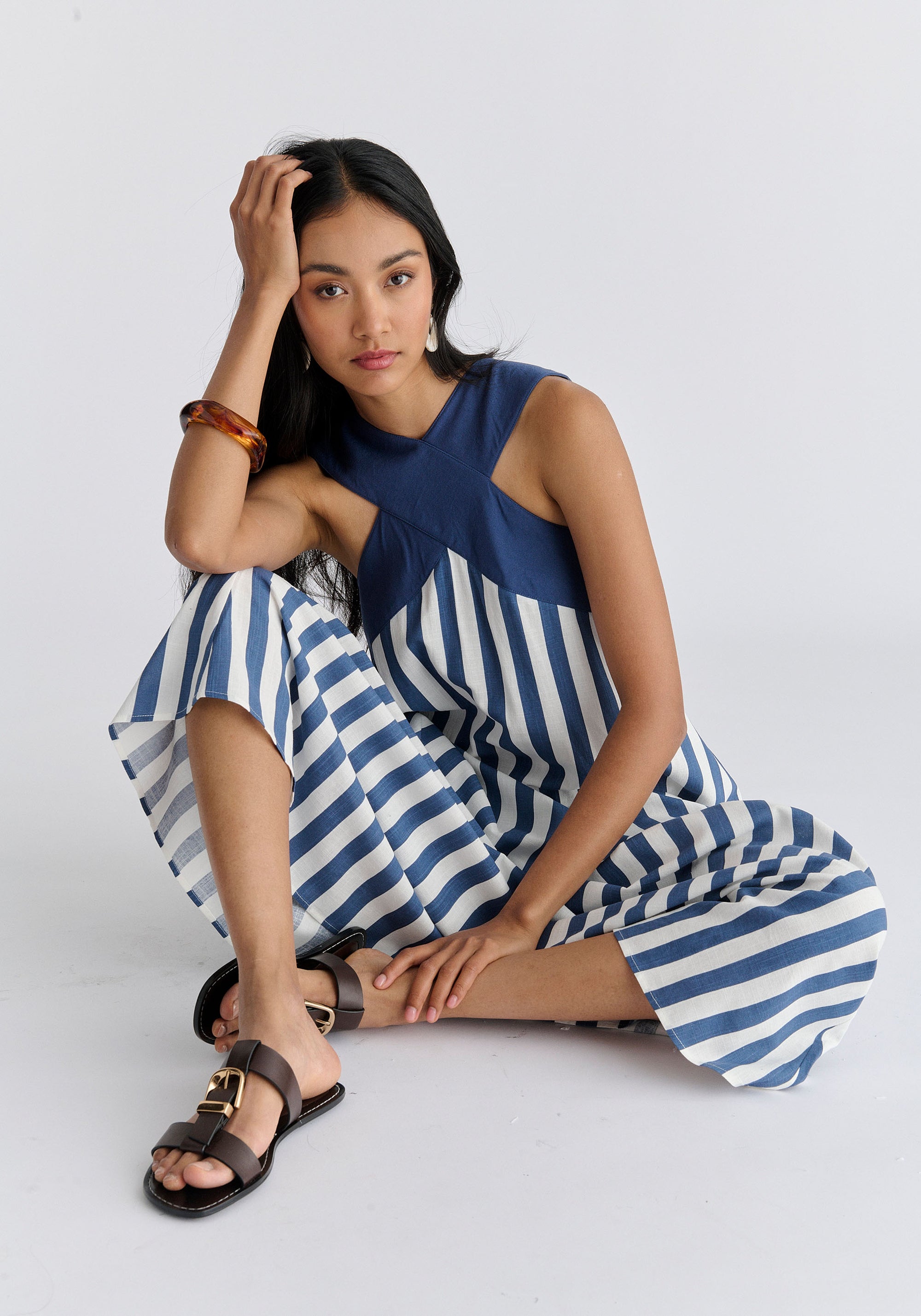 Cross Strap Halterneck Maxi Dress