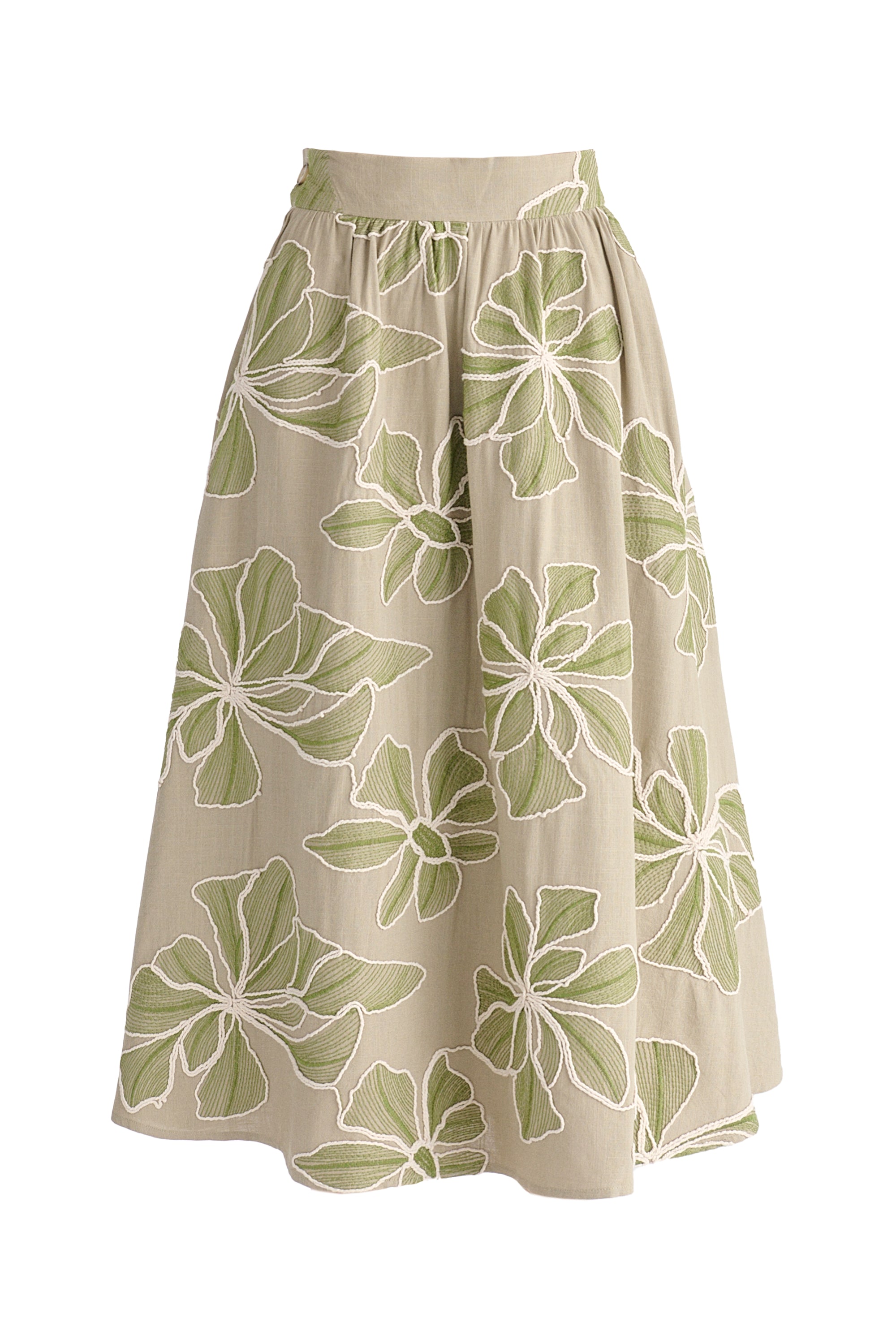 Floral Embroidered Midi Skirt