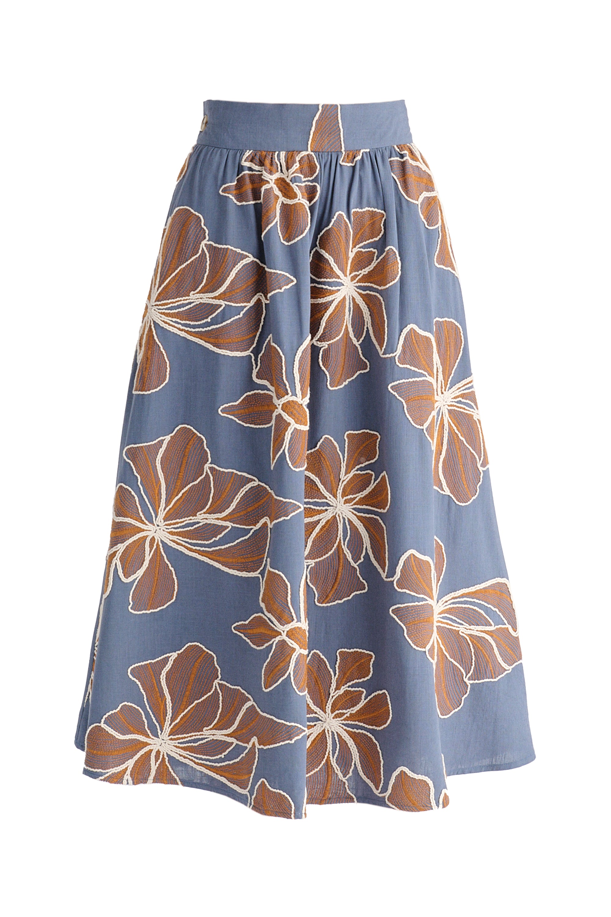 Floral Embroidered Midi Skirt
