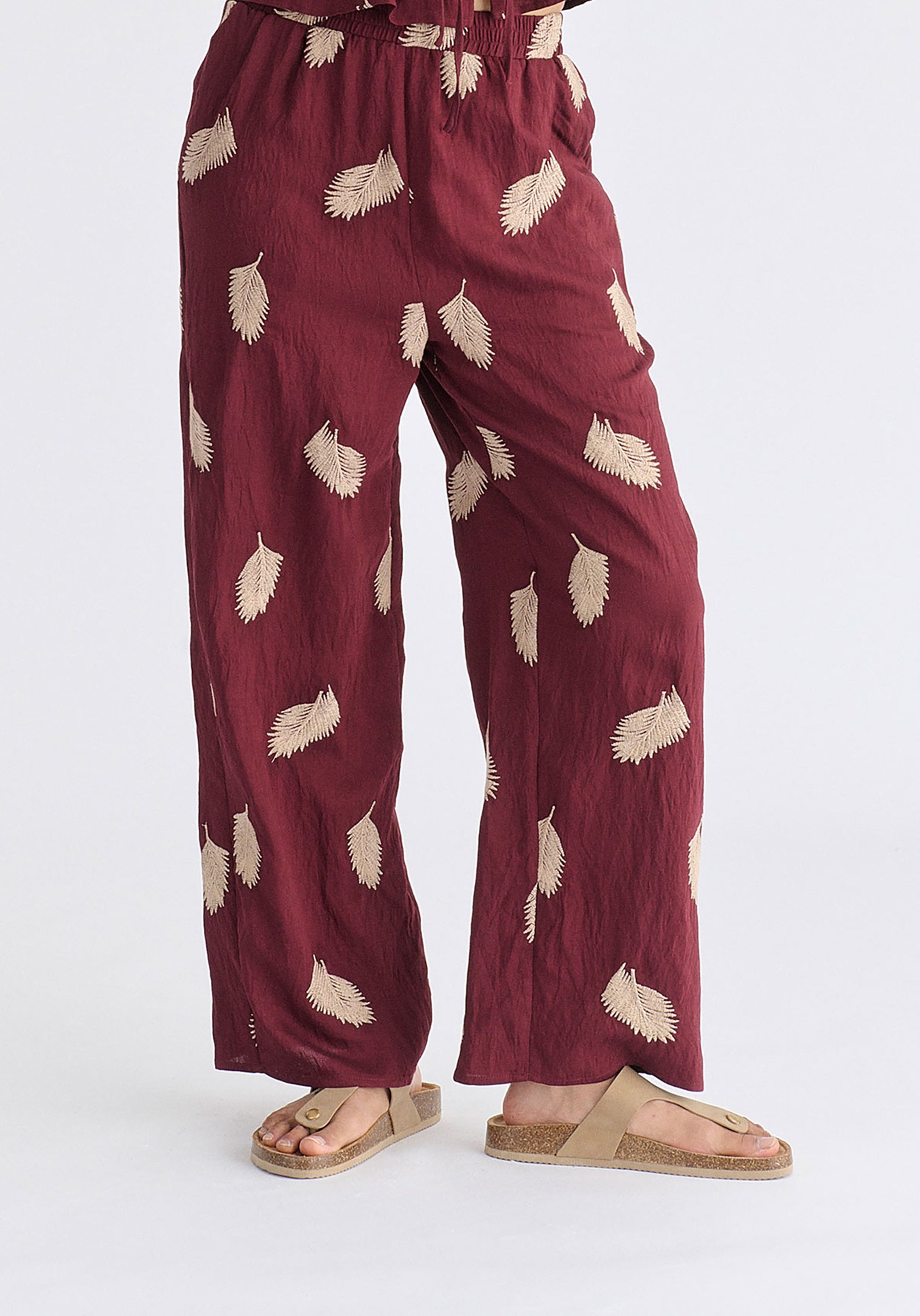 Leaf Embroidered Trousers