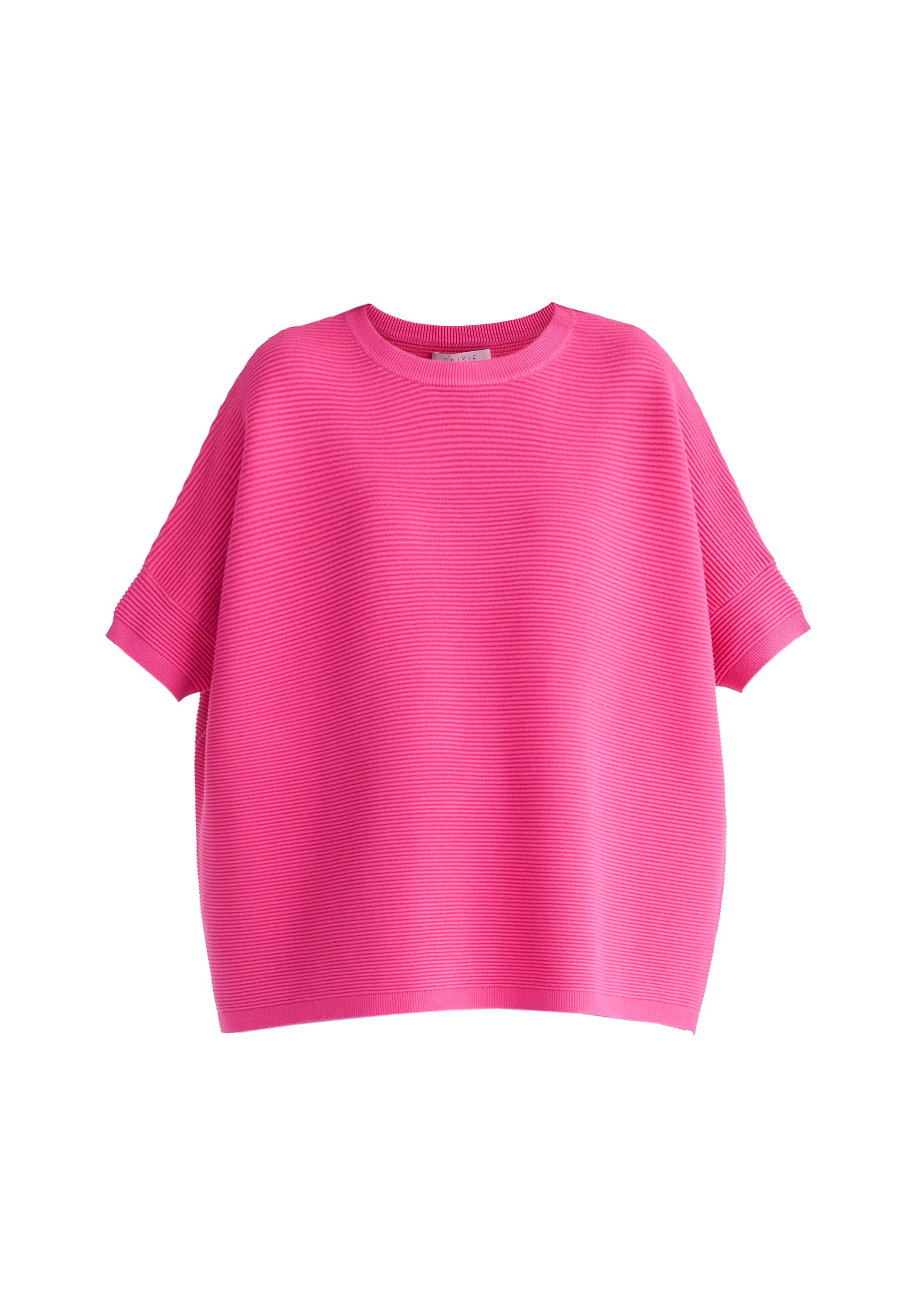 Paisie Short Sleeve Ribbed Jumper in Hot Pink Cutout