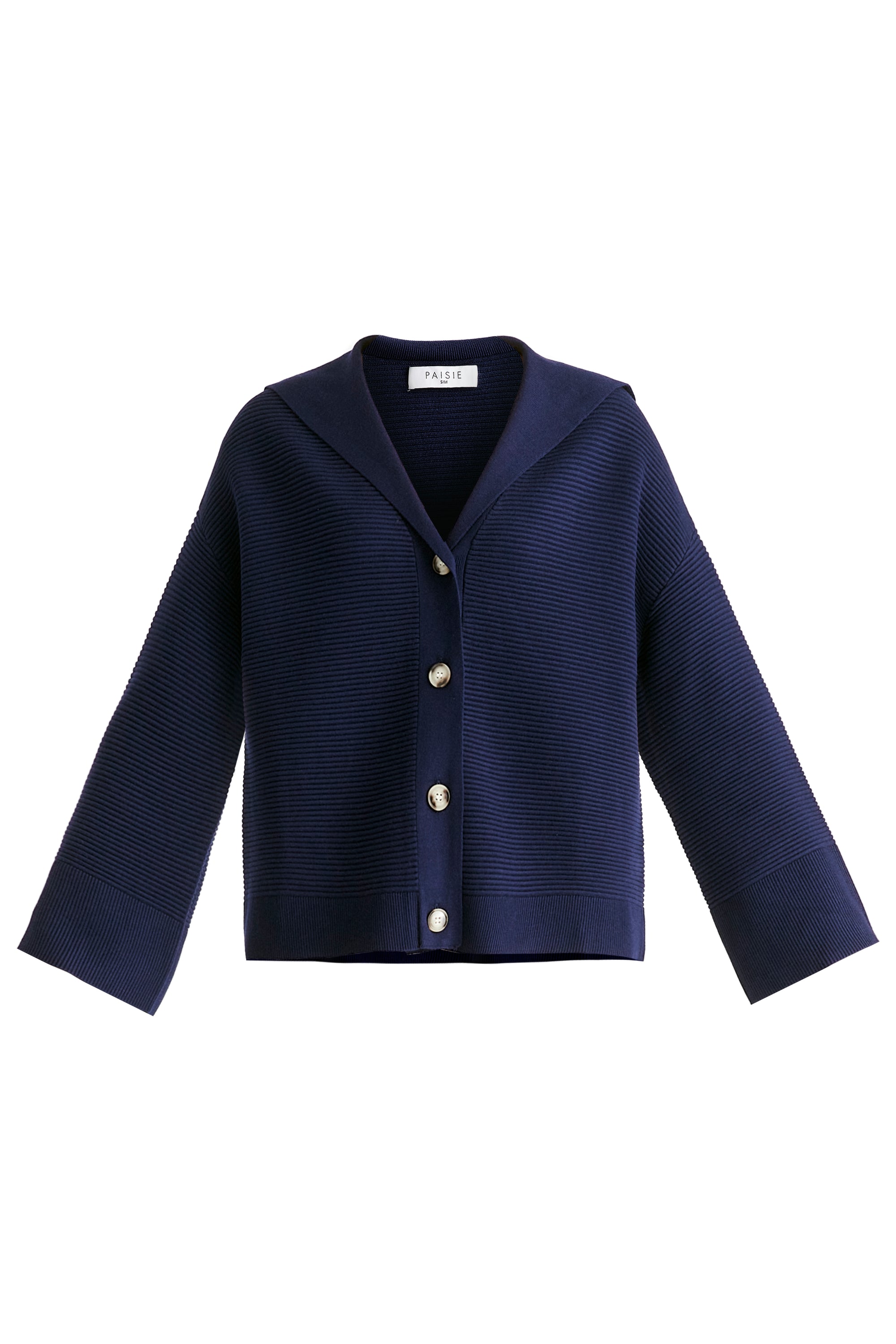 Sailor Collar Ribbed Cardigan