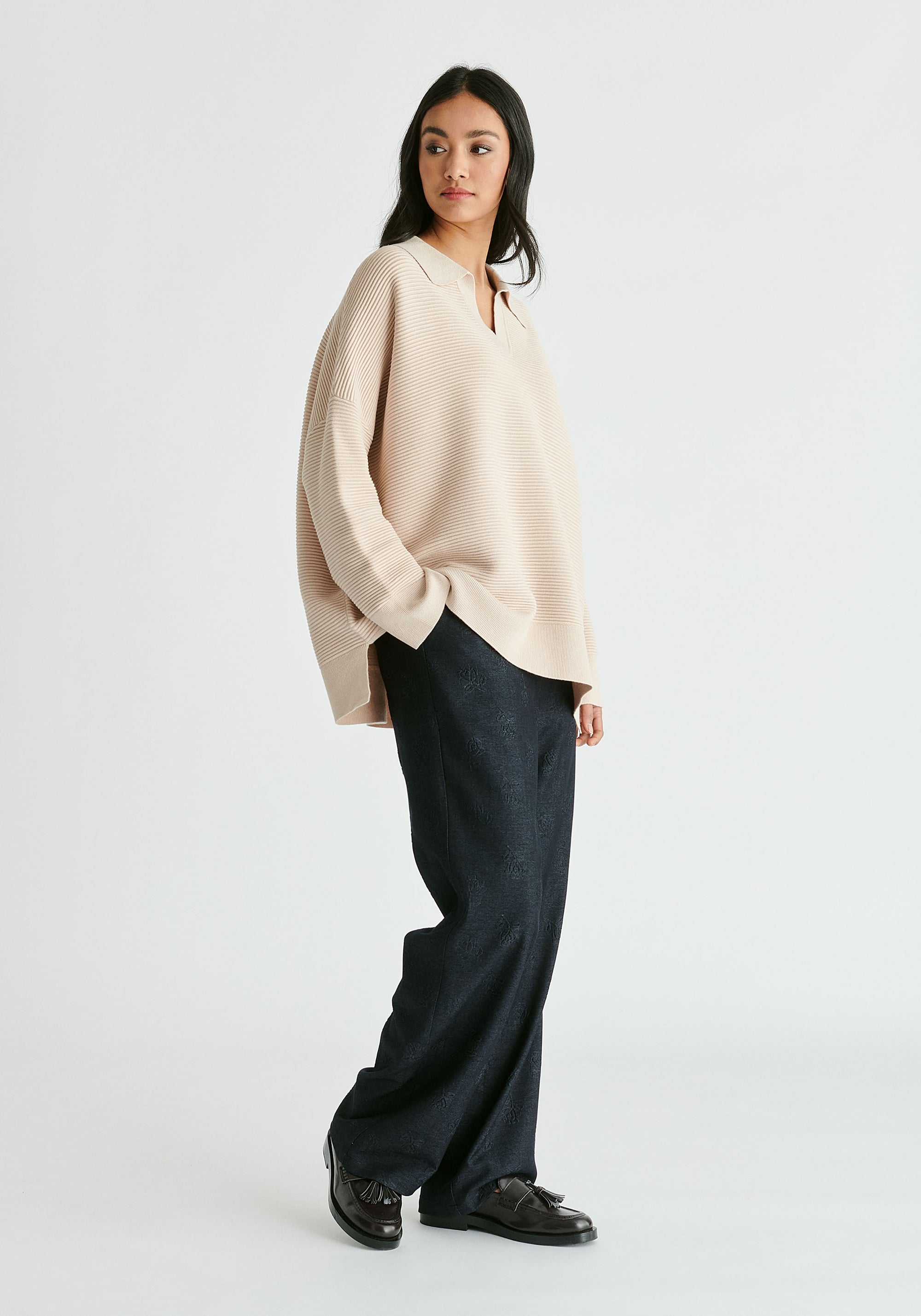 Polo Collar Ribbed Jumper