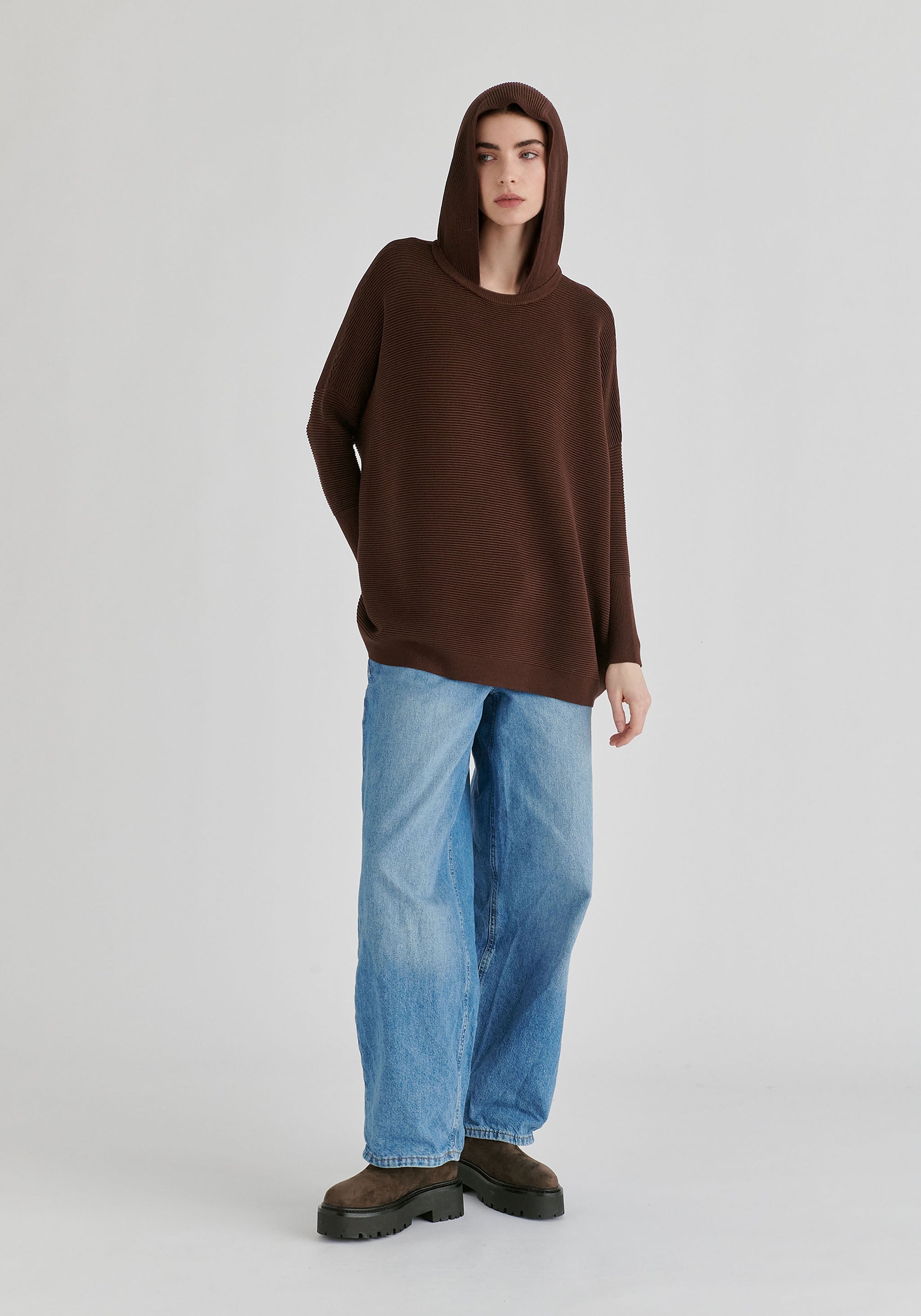 Hooded Ribbed Jumper