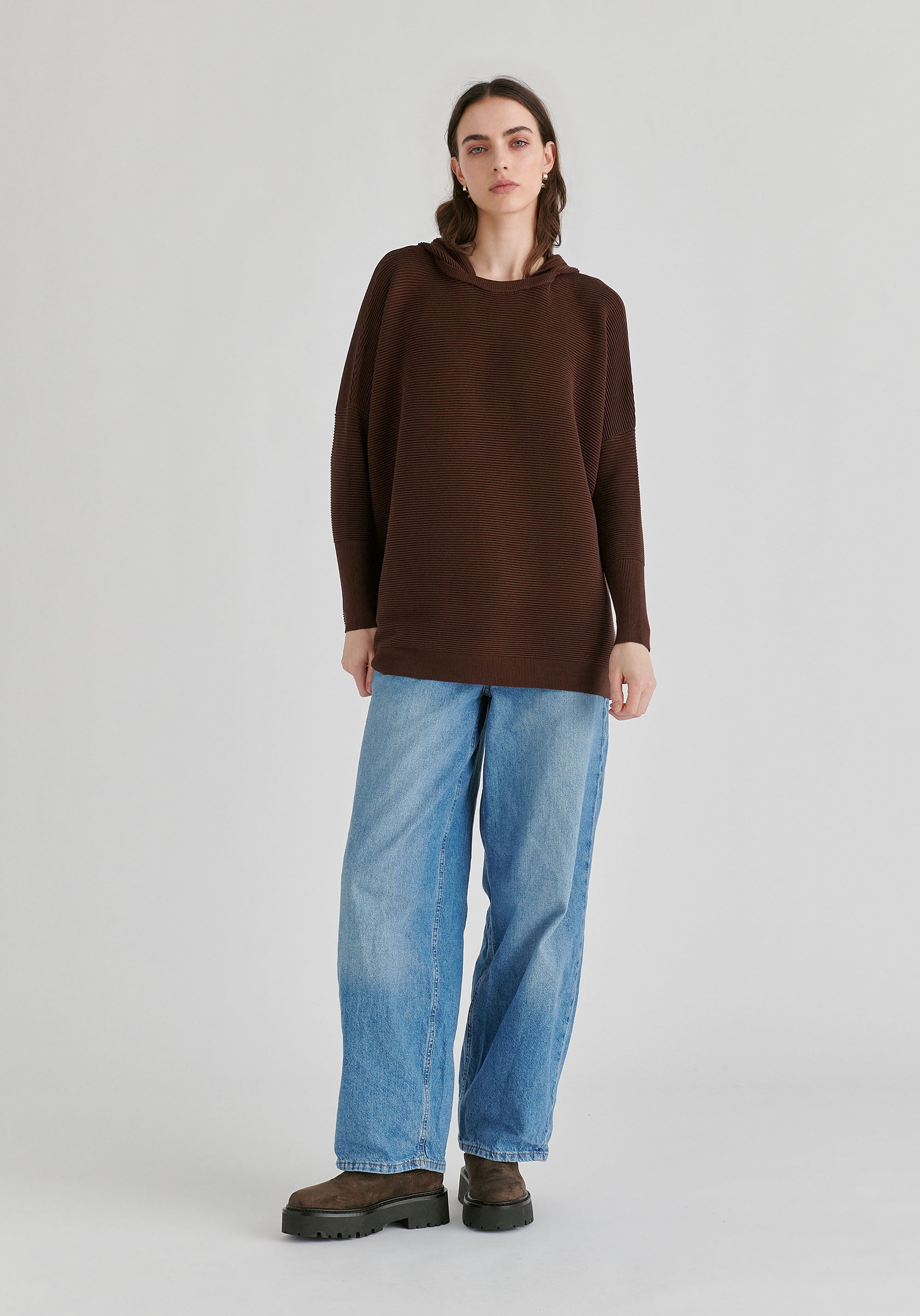 Hooded Ribbed Jumper