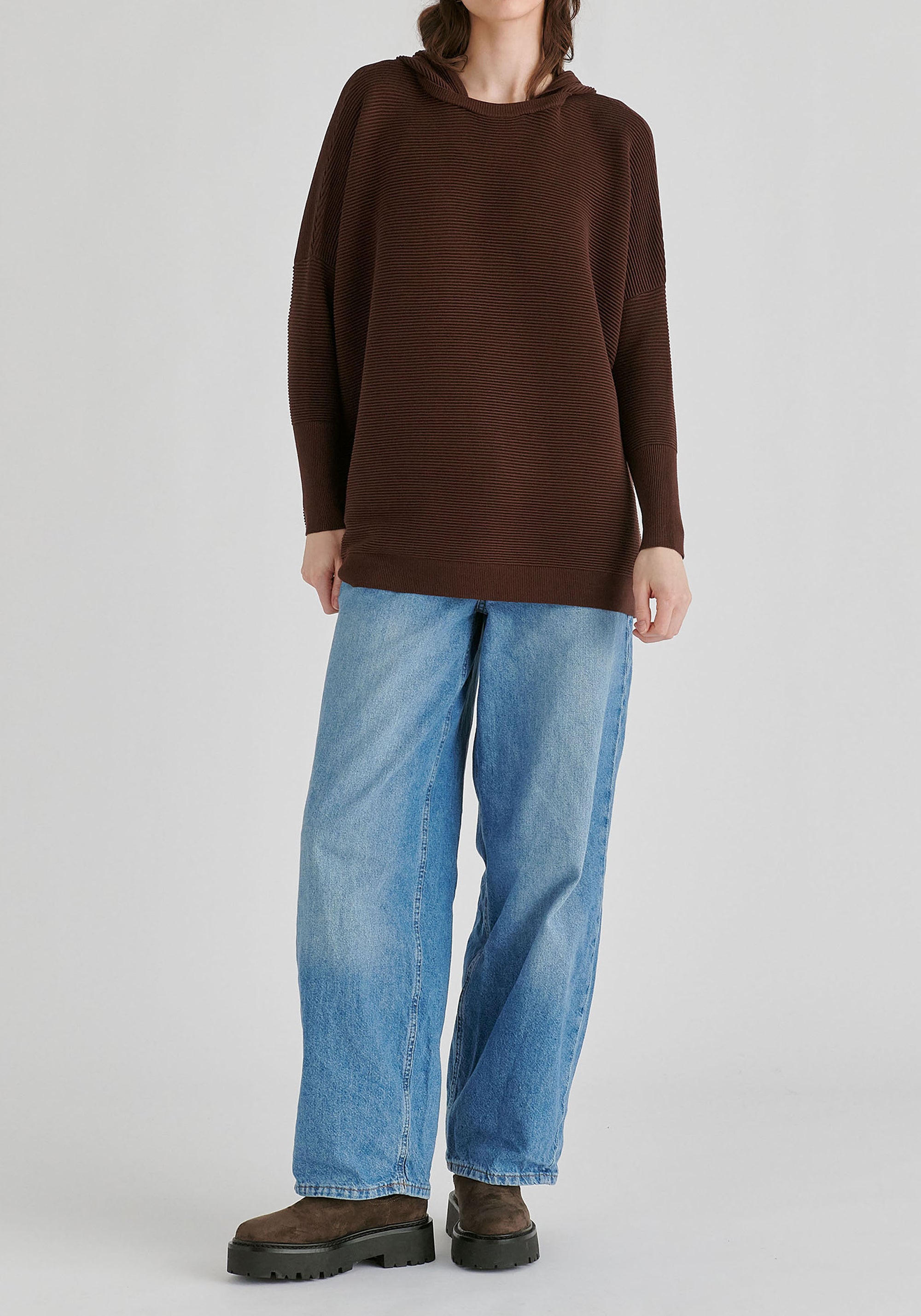 Hooded Ribbed Jumper
