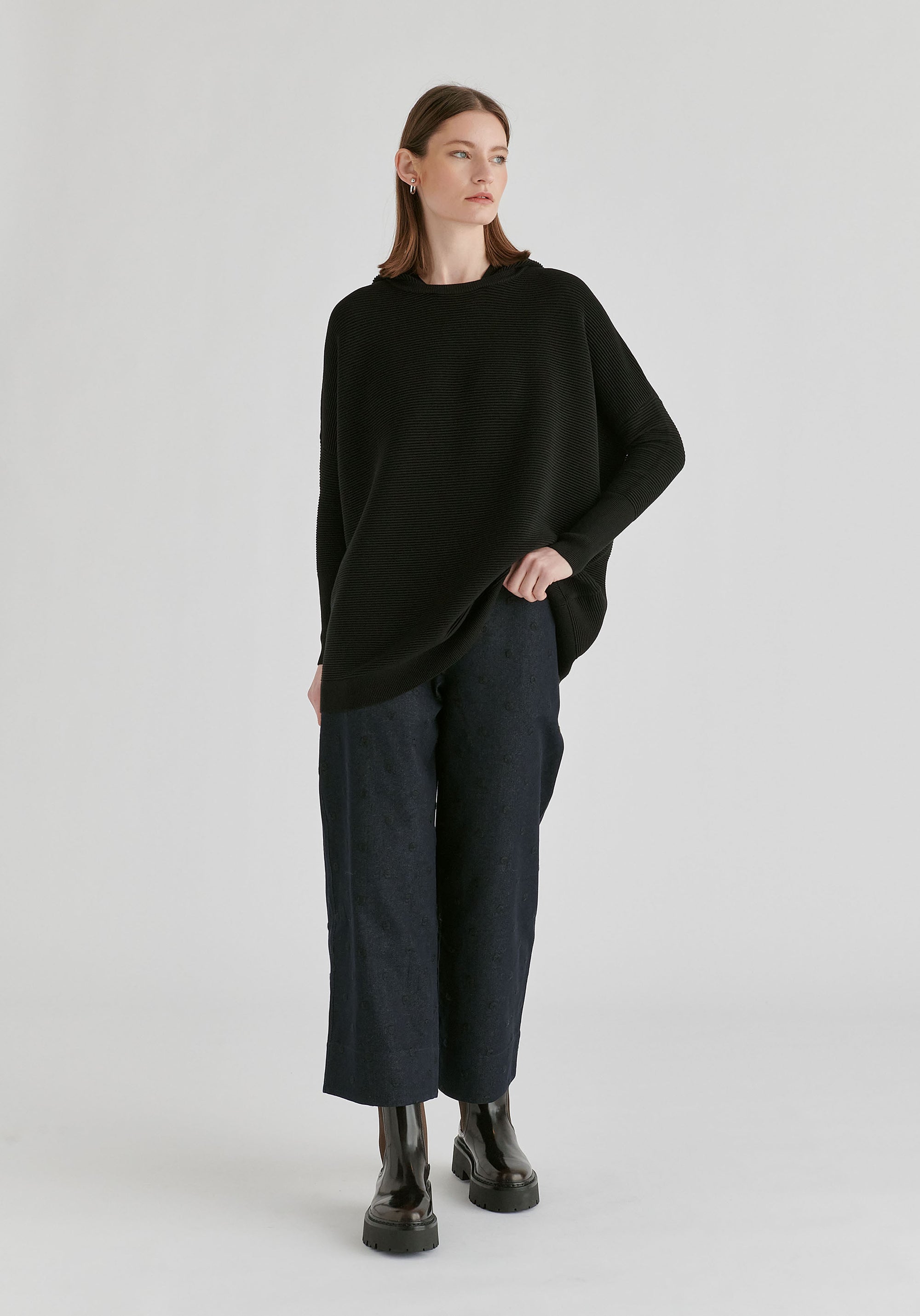 Hooded Ribbed Jumper