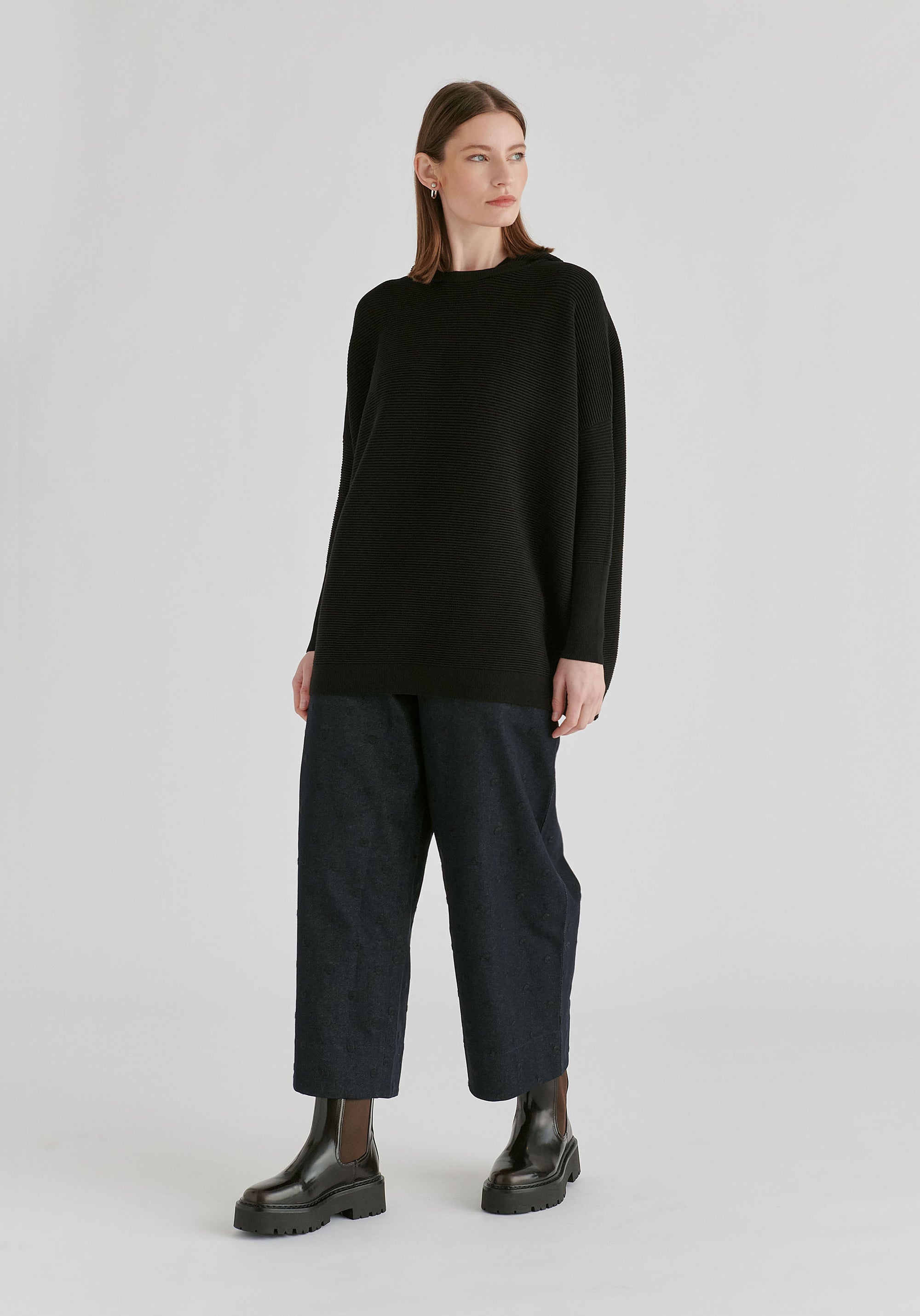 Hooded Ribbed Jumper