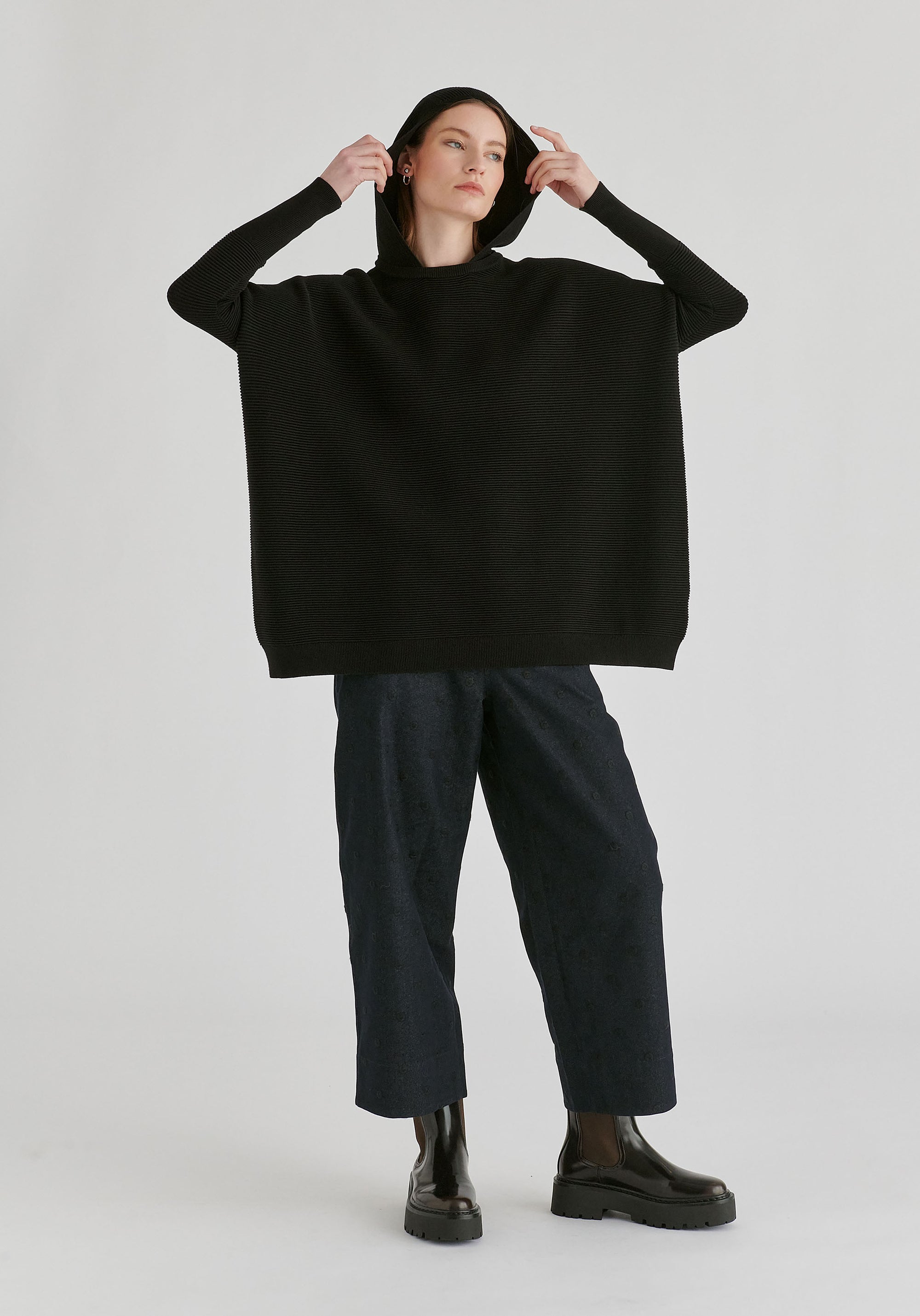 Hooded Ribbed Jumper