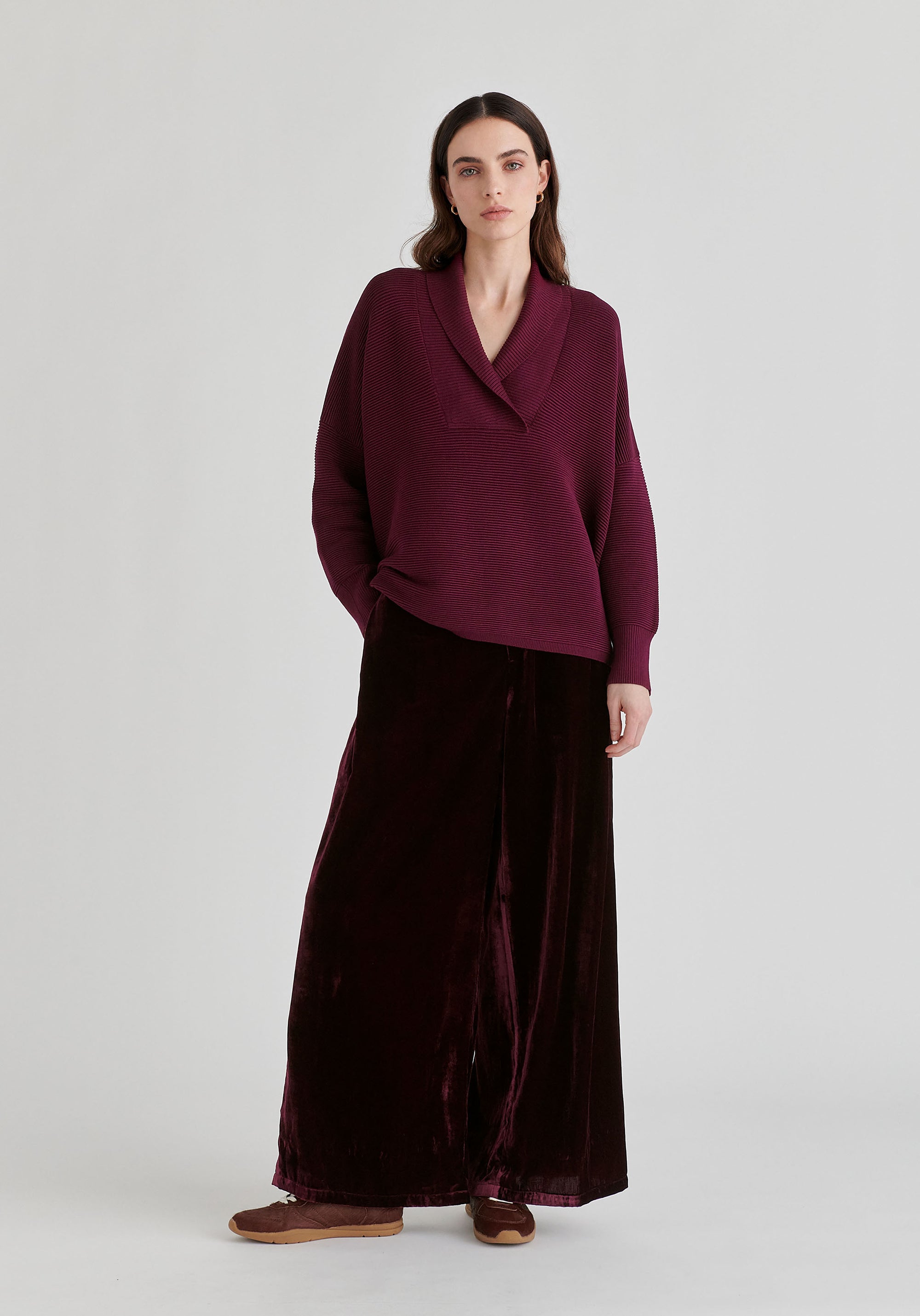 Shawl Collar Ribbed Jumper