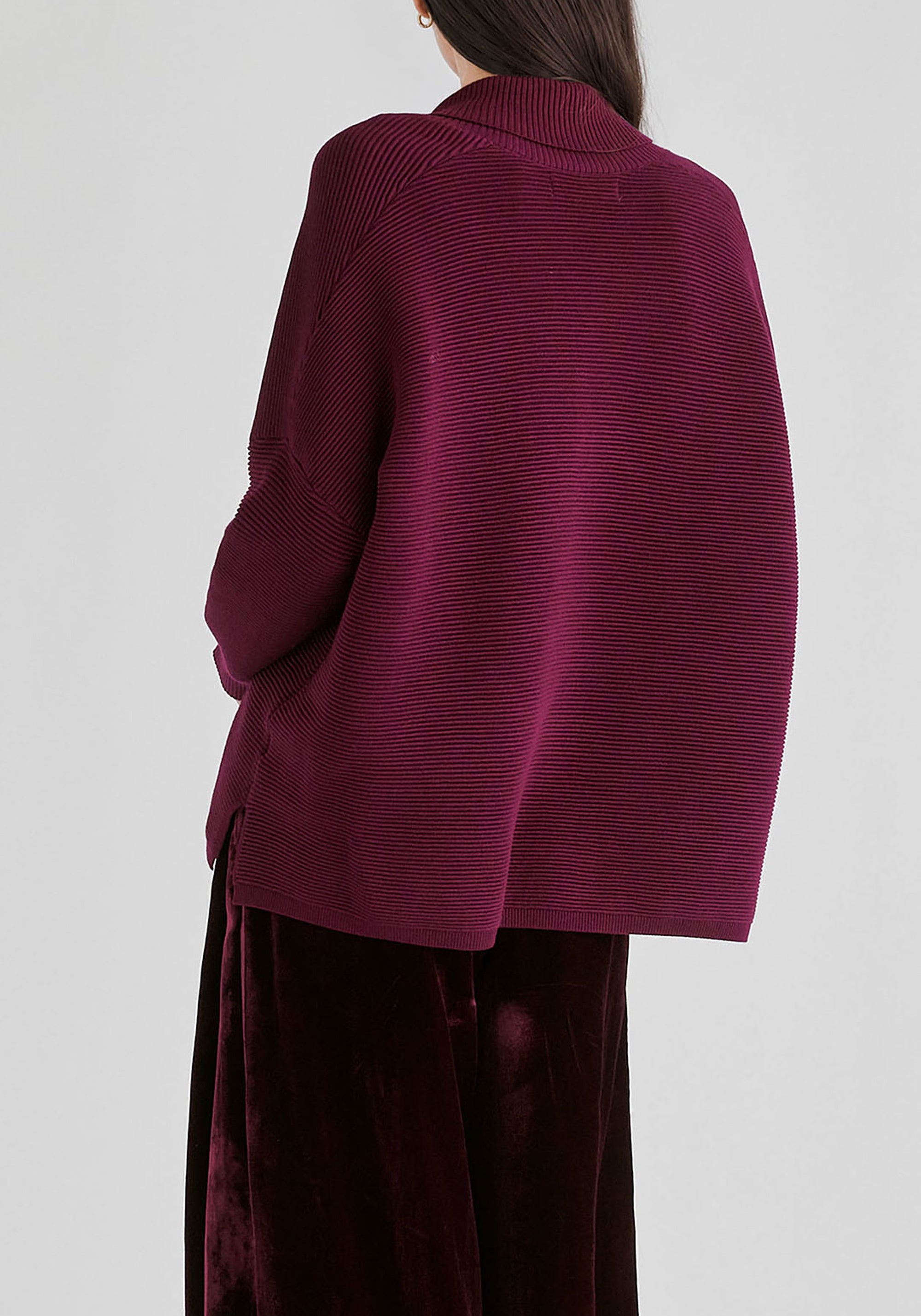 Shawl Collar Ribbed Jumper