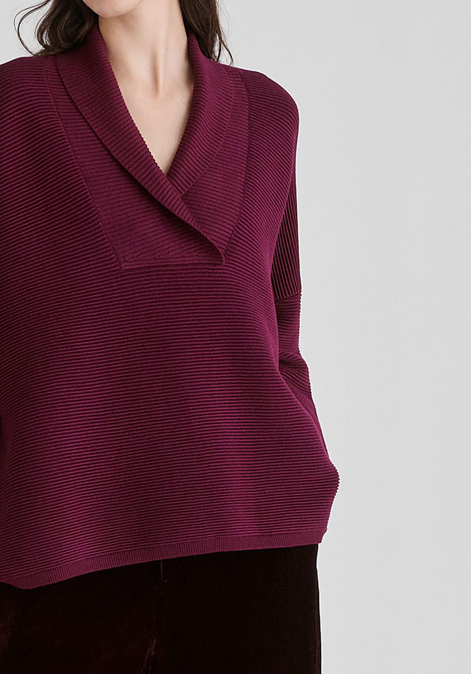 Shawl Collar Ribbed Jumper